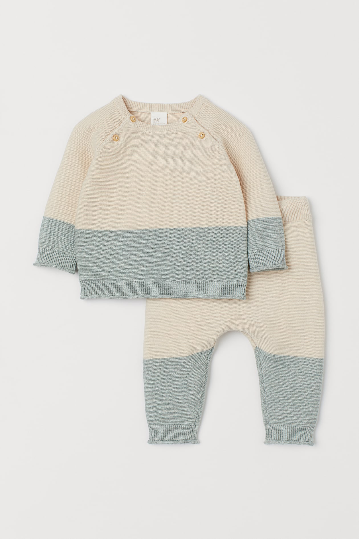 2-piece Cotton Set - Long sleeve - Long - Natural white - Kids | H&M US