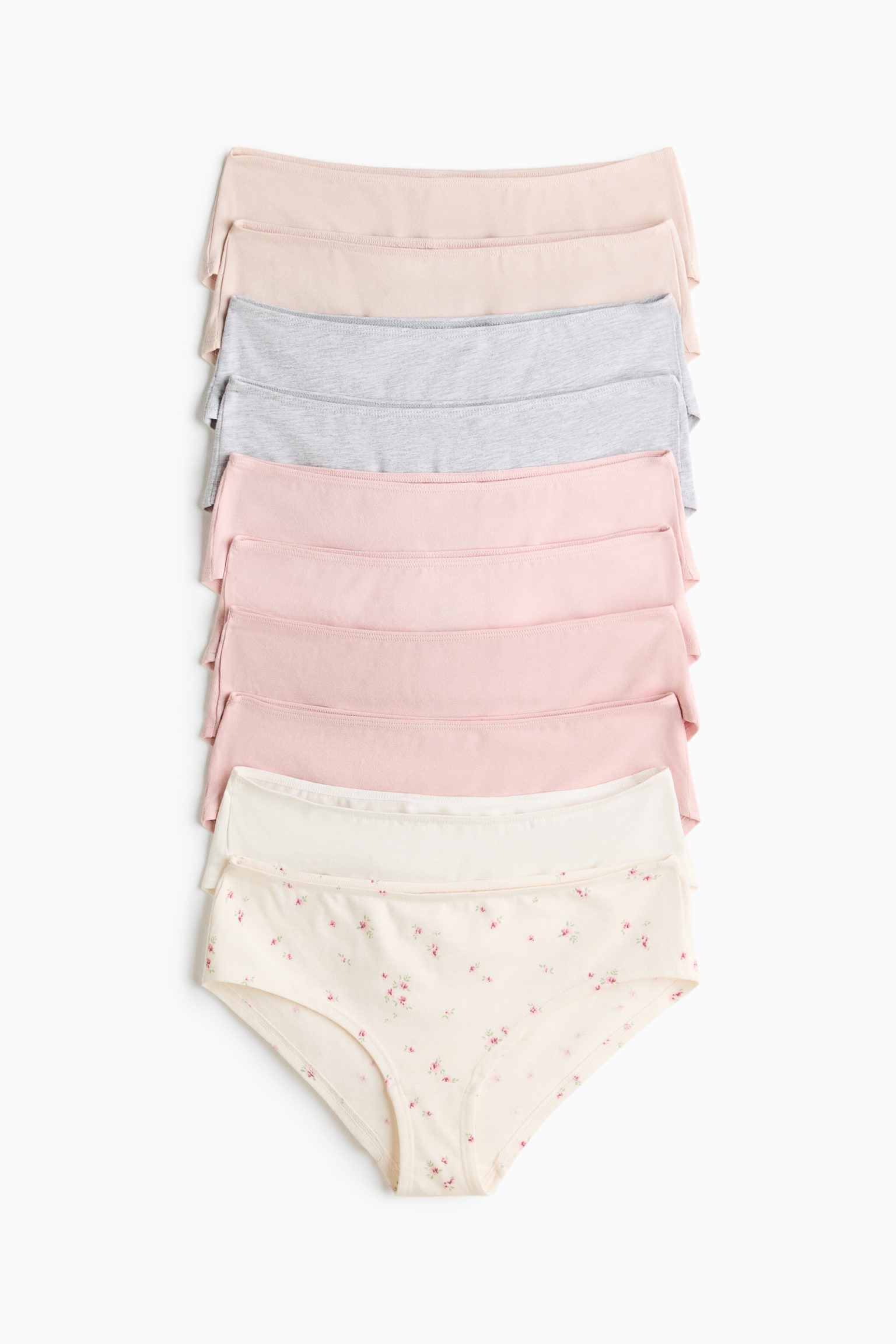 10er-Pack Baumwollhipster - Dusty pink/Cream floral/Mattblau/Hellgraumeliert/Schwarz/Hellrosa/Mattrosa