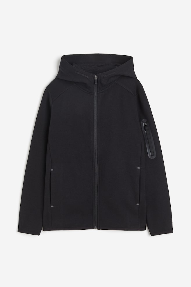 Zip-through sports hoodie - Black/Dark grey marl/Light grey marl - 1