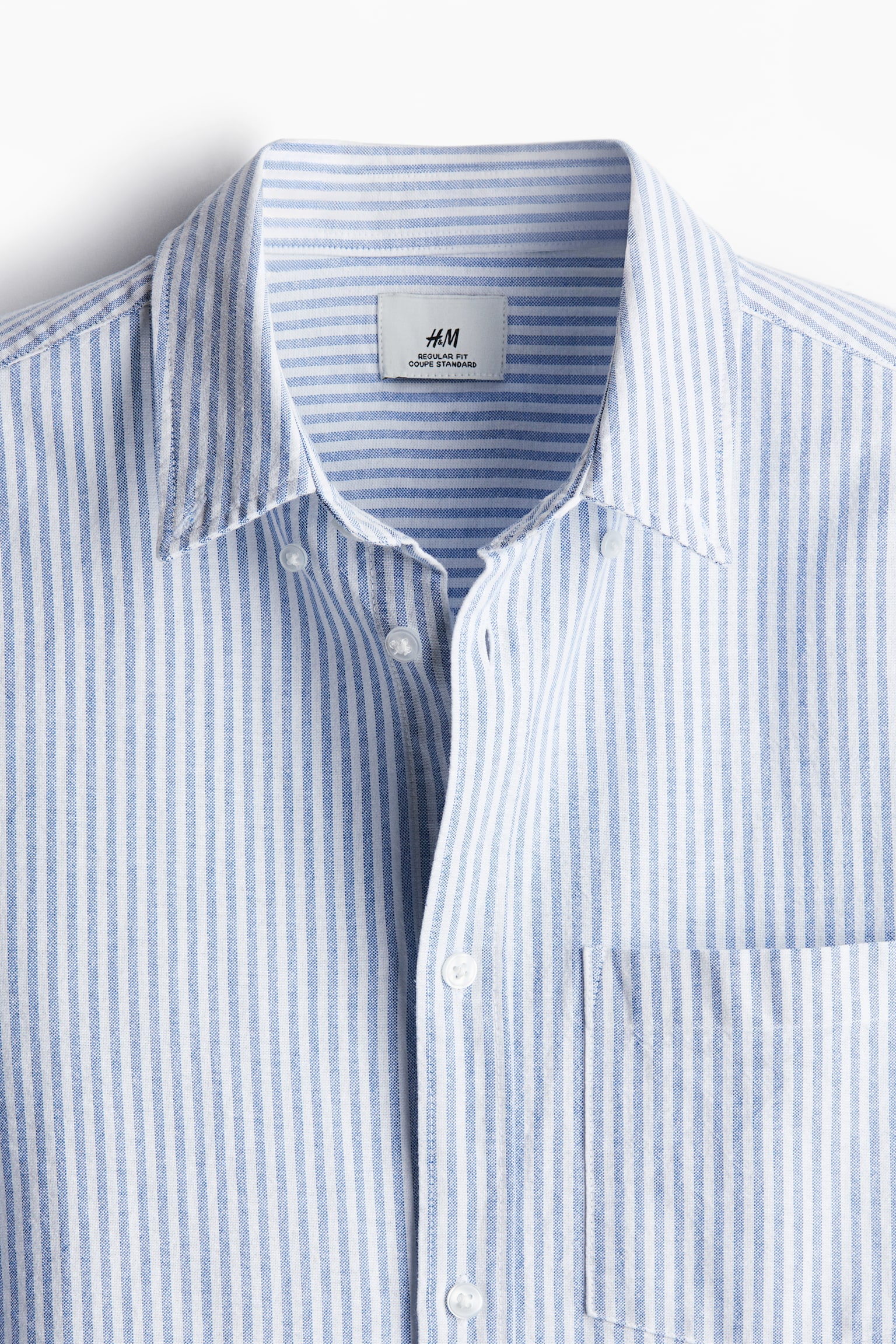 Regular Fit Short Sleeve Oxford Shirt - Blue/Stripe/White/Light beige - 4