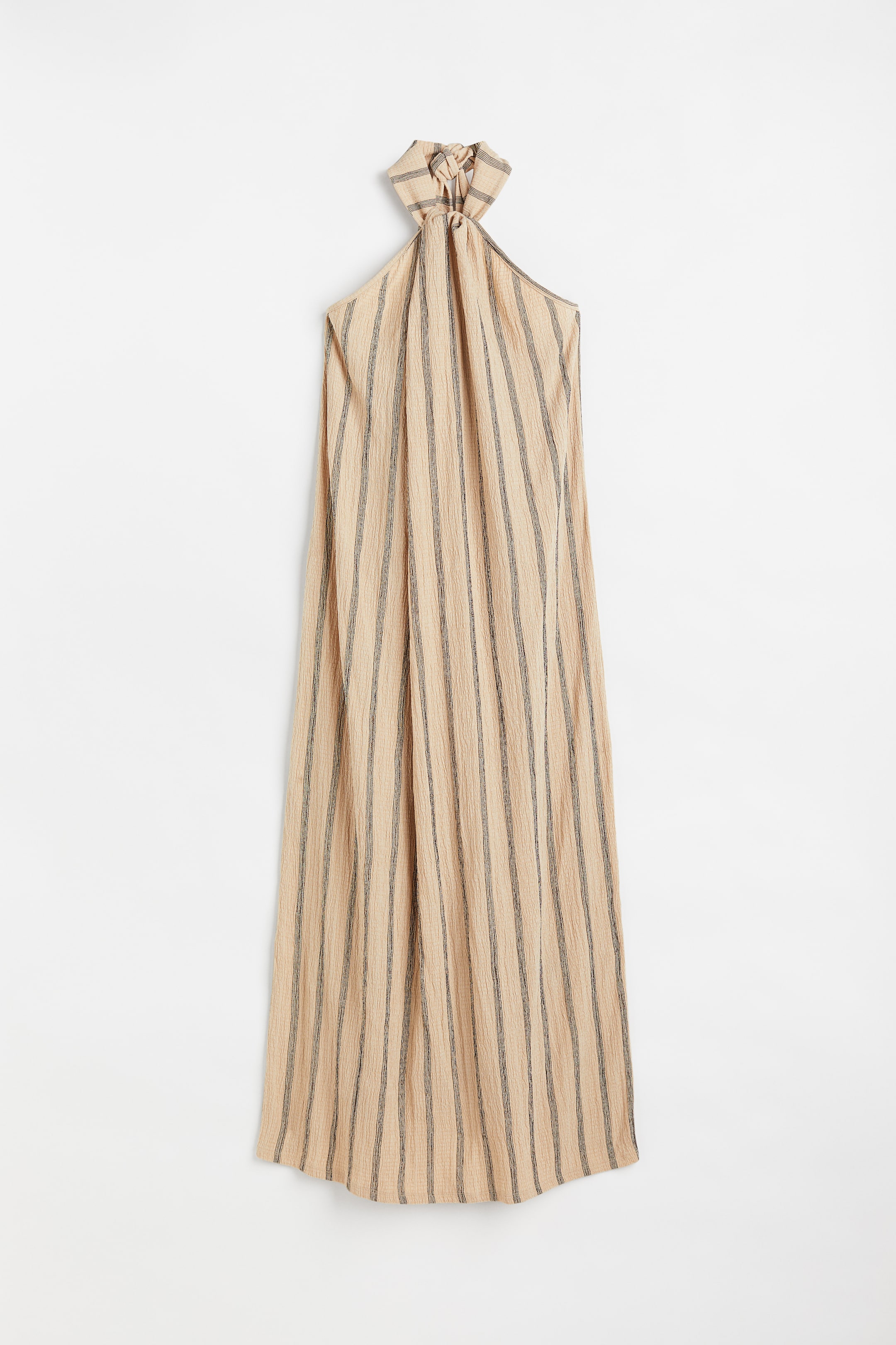 הצגת תמונה גדולה יותר: שמלת קולר מקומטת - בז' בהיר/שחור פסים - Ladies | H&M IL 1