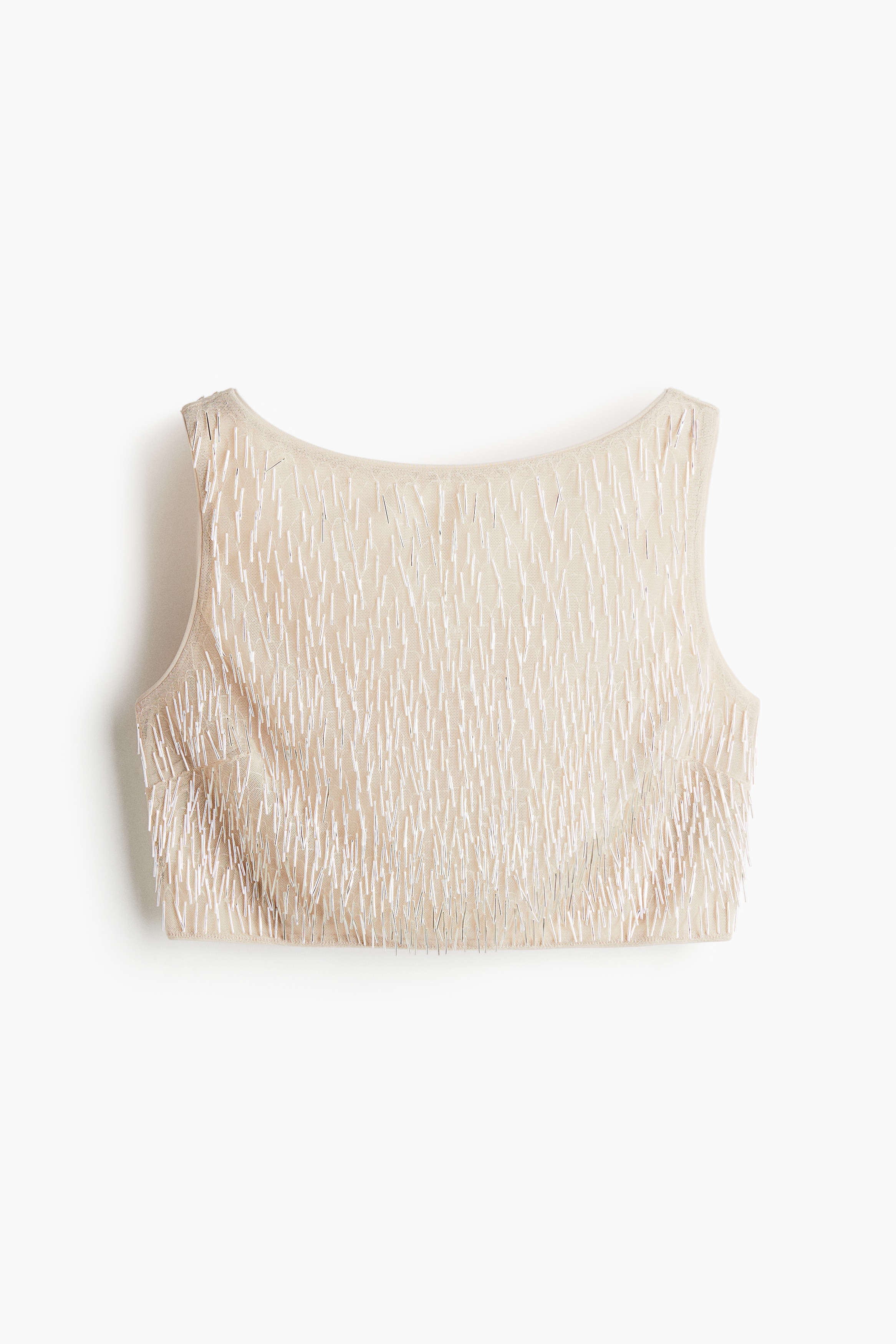 Embellished cropped top - Cream/Khaki green