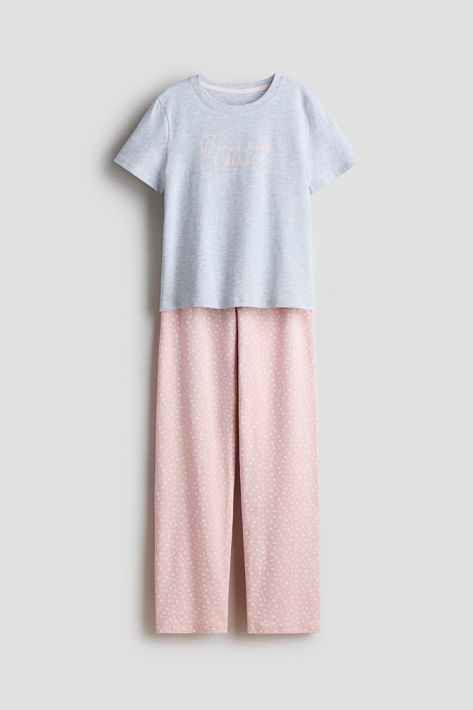 Pijama estampado de algodón - Rosa claro/Floral/Azul claro/Cerezas/Blanco/Corazones