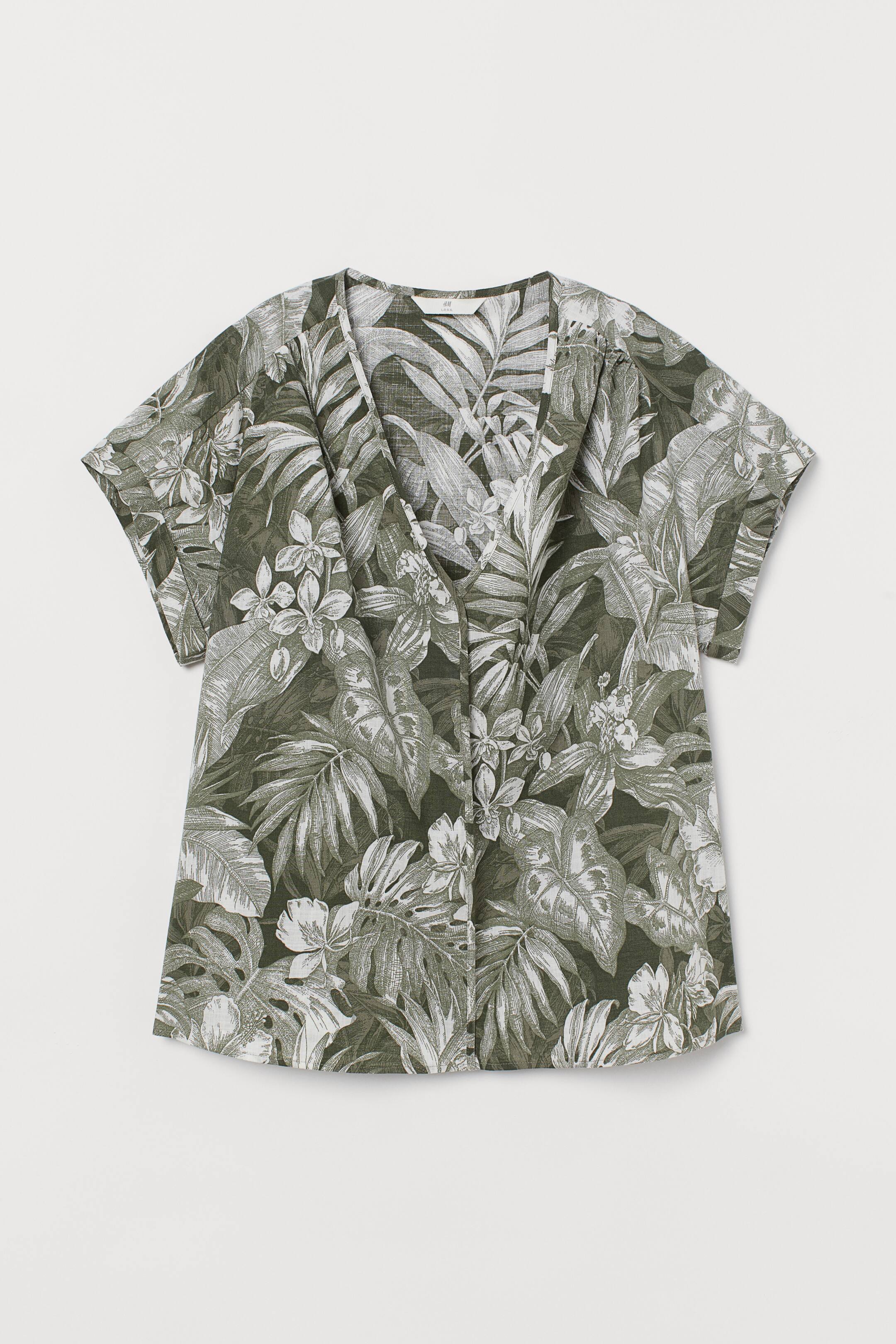 Camicia da donna con scollo a V a maniche lunghe con