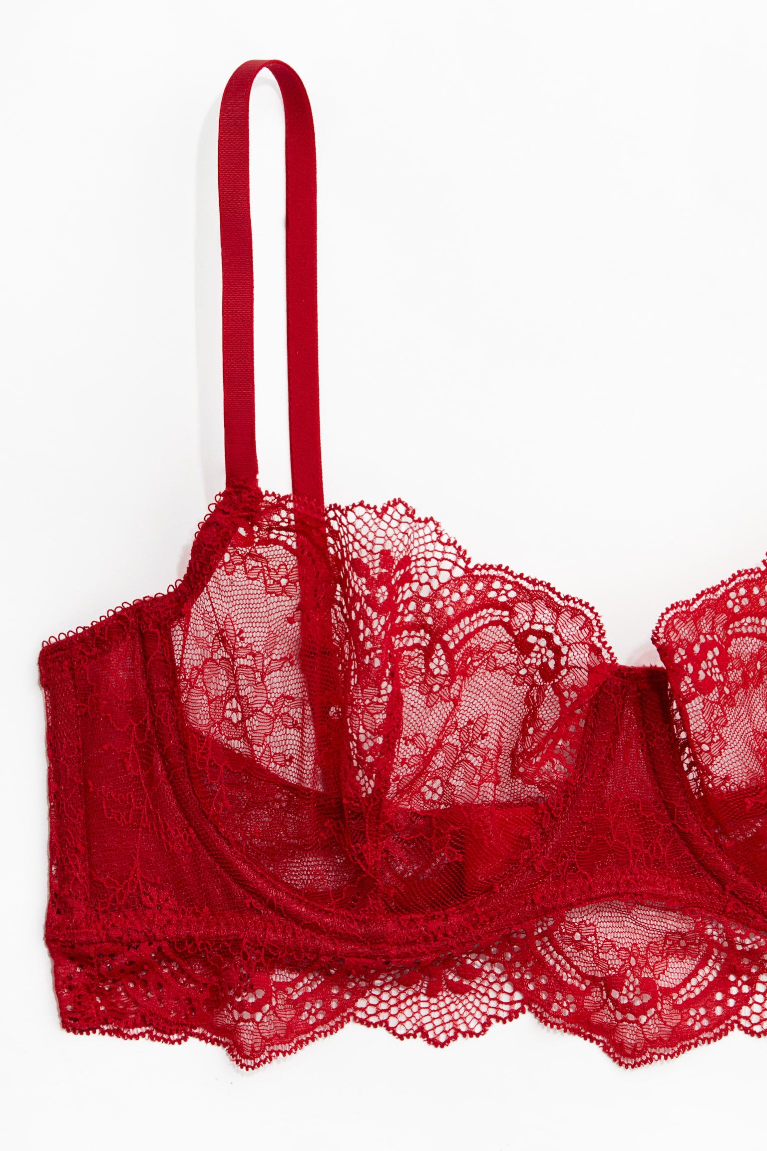 Reggiseno a balconcino in pizzo - Rosso/Nero - 3