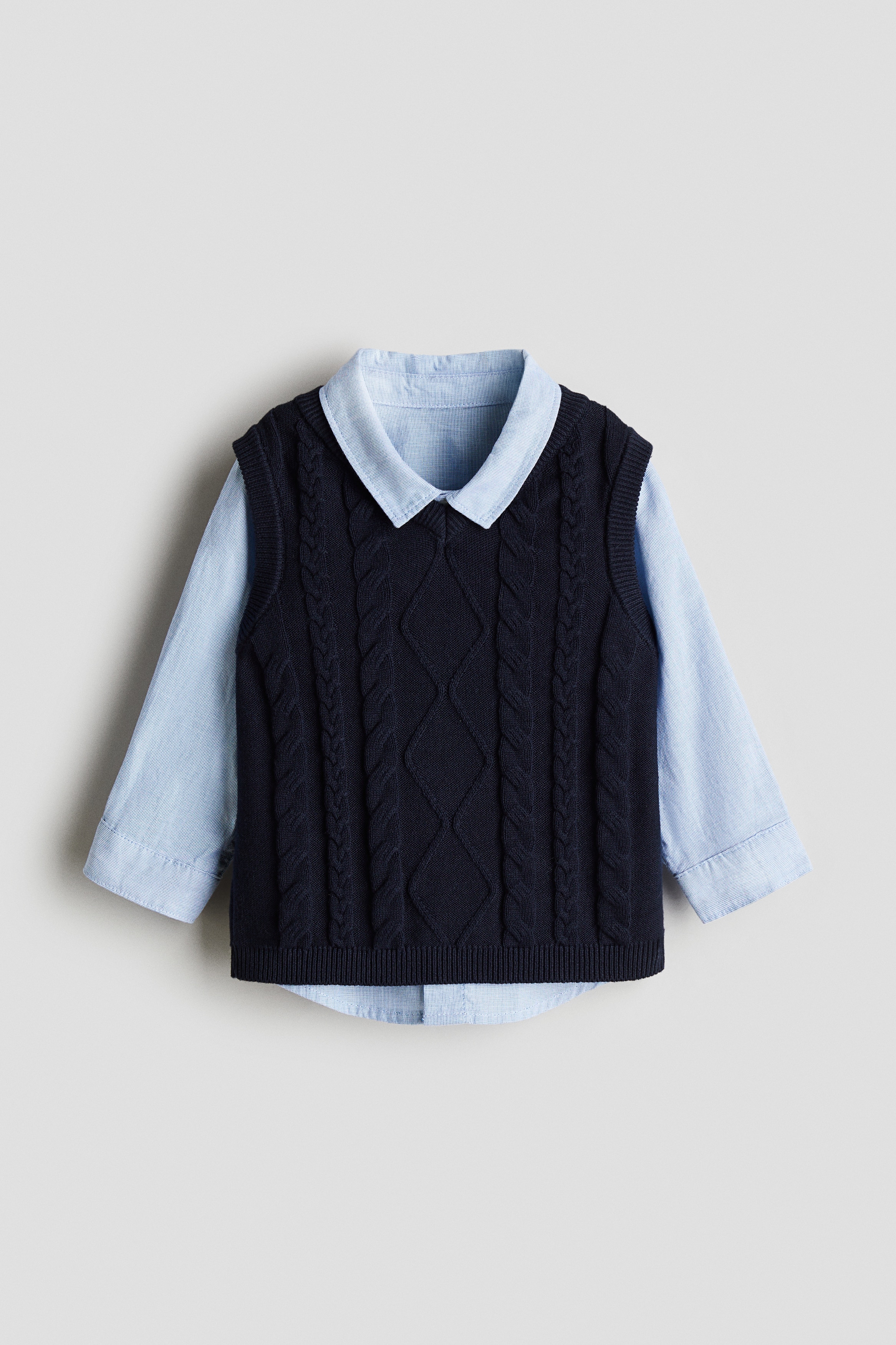 Bebé - Azul marino/Azul claro Conjunto de camisa y suéter sin mangas - Size: 80 (9-12M)  - H&M
