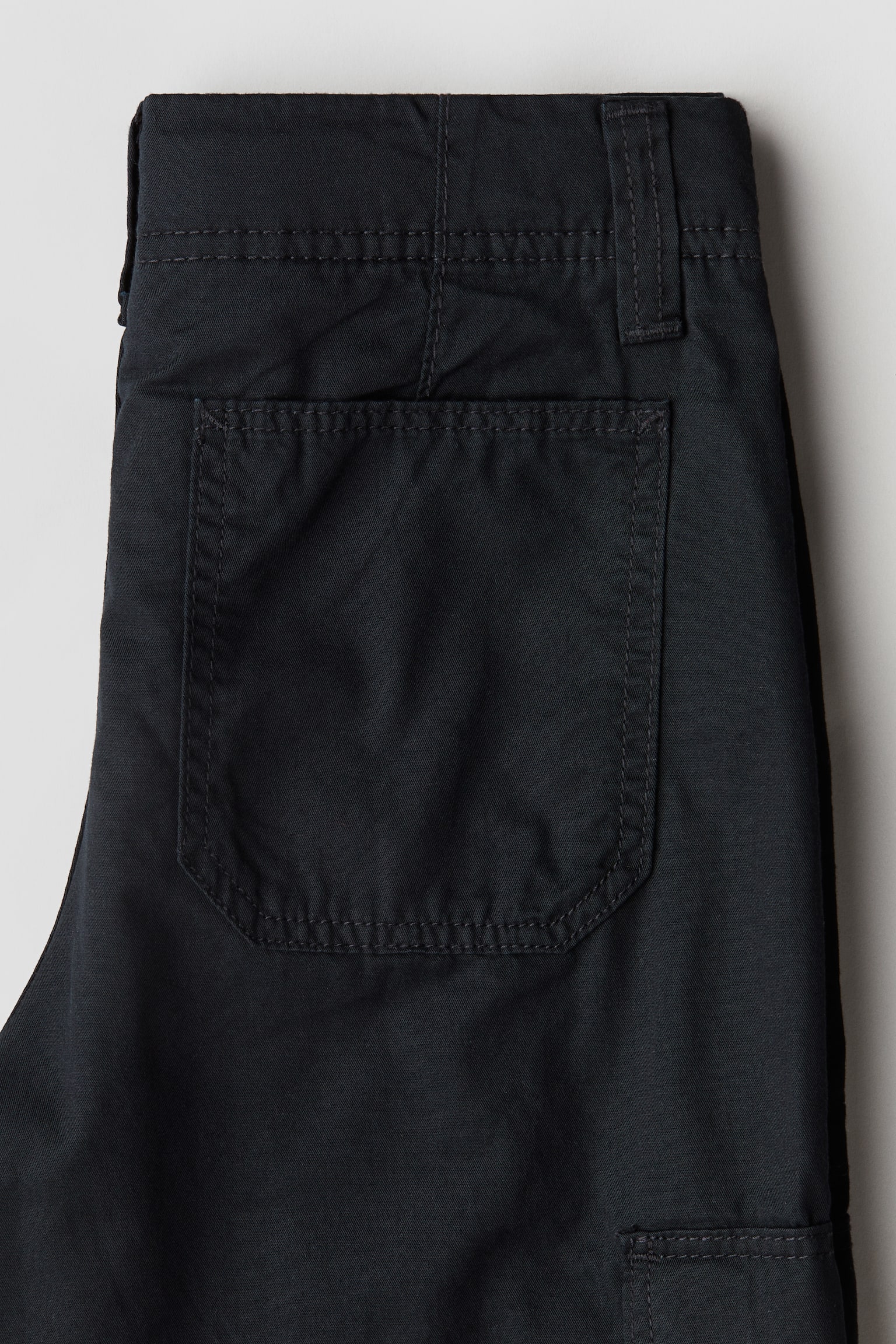 Lined cotton cargo trousers - Black/Dark grey - 3