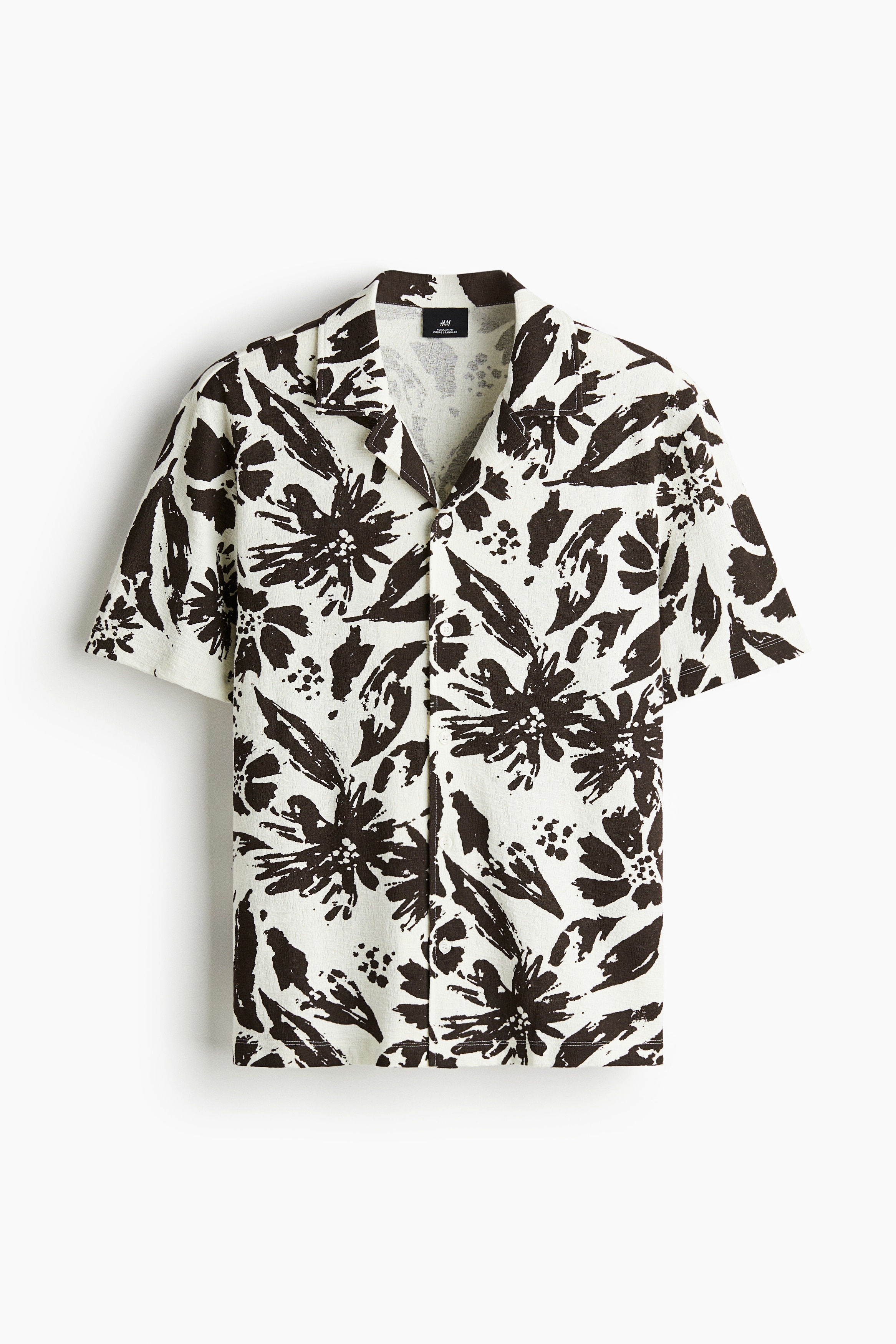 Regular-Fit Jacquard Resort Shirt - White/floral/Dark green/floral