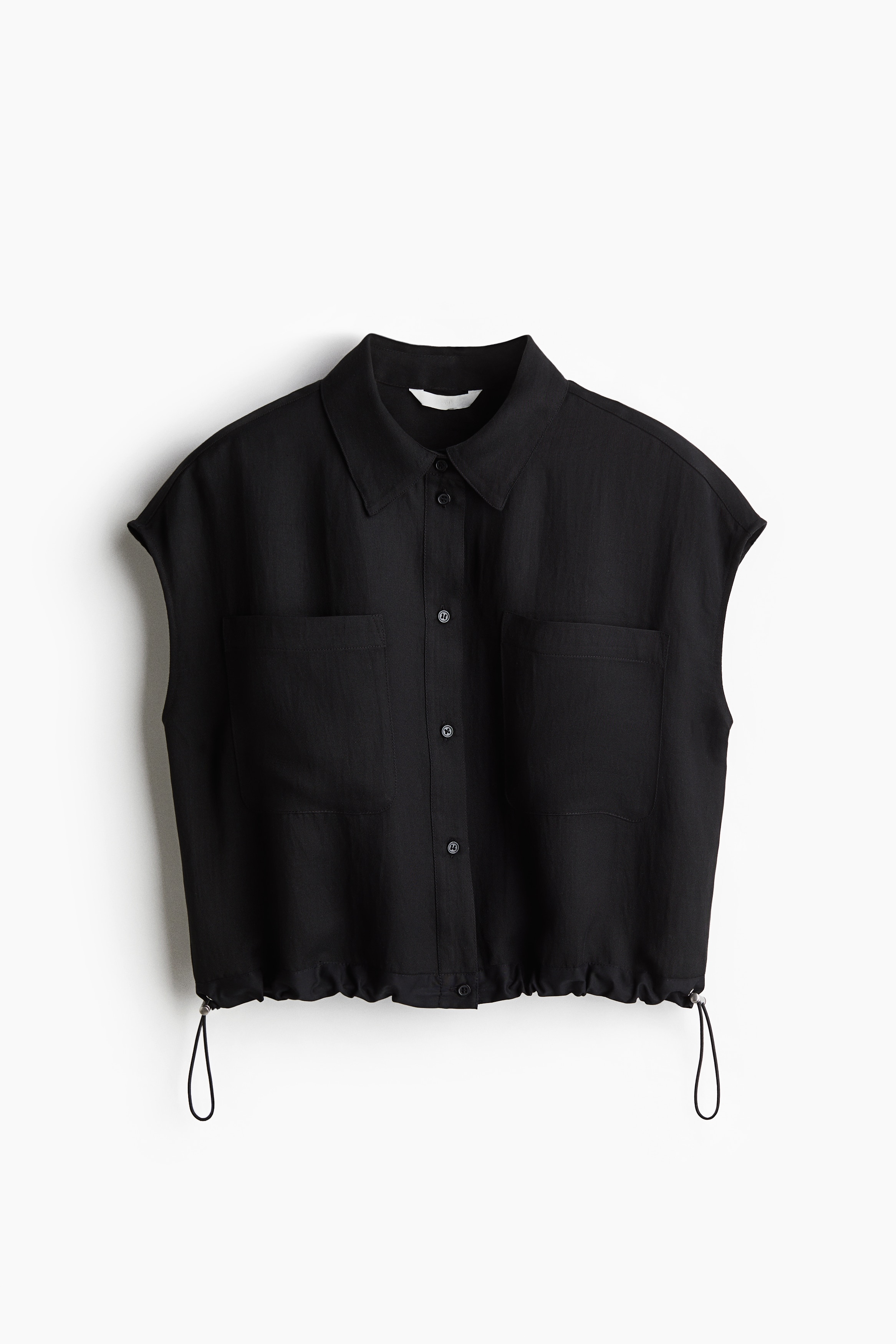 Drawstring-detail shirt - Black/White