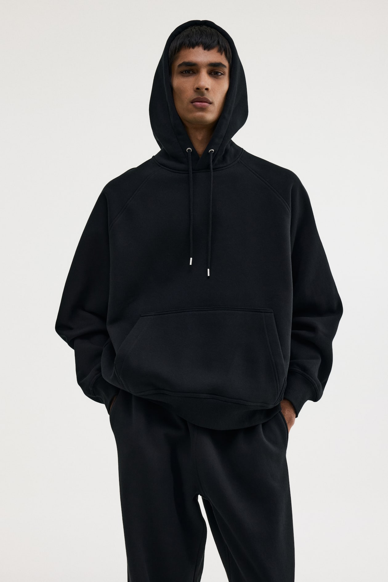 Men Black Oversized Sweatshirt Hoodie Size: S H&M