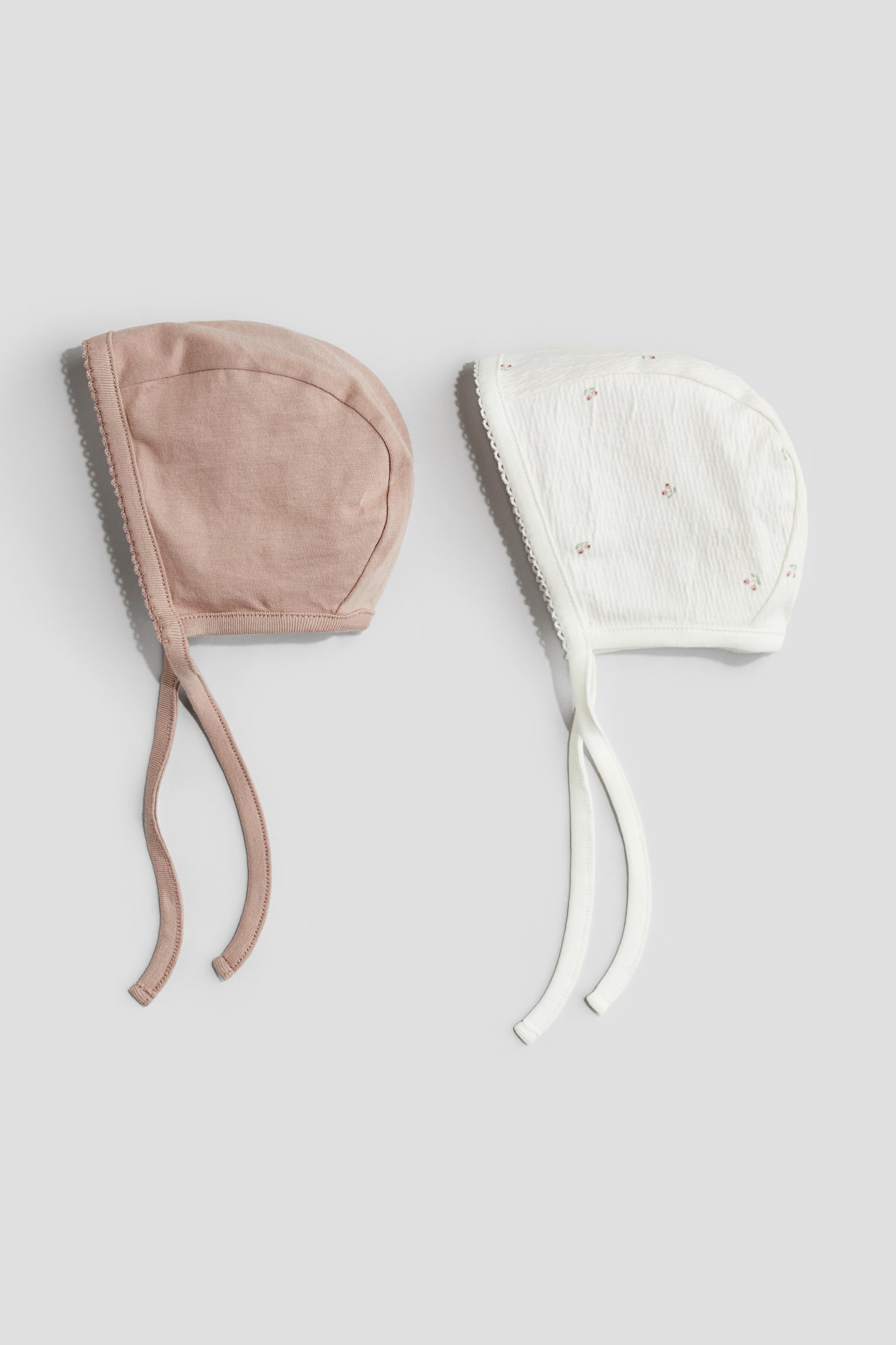 2-pack cotton jersey bonnets - Dusty pink/Floral - 1