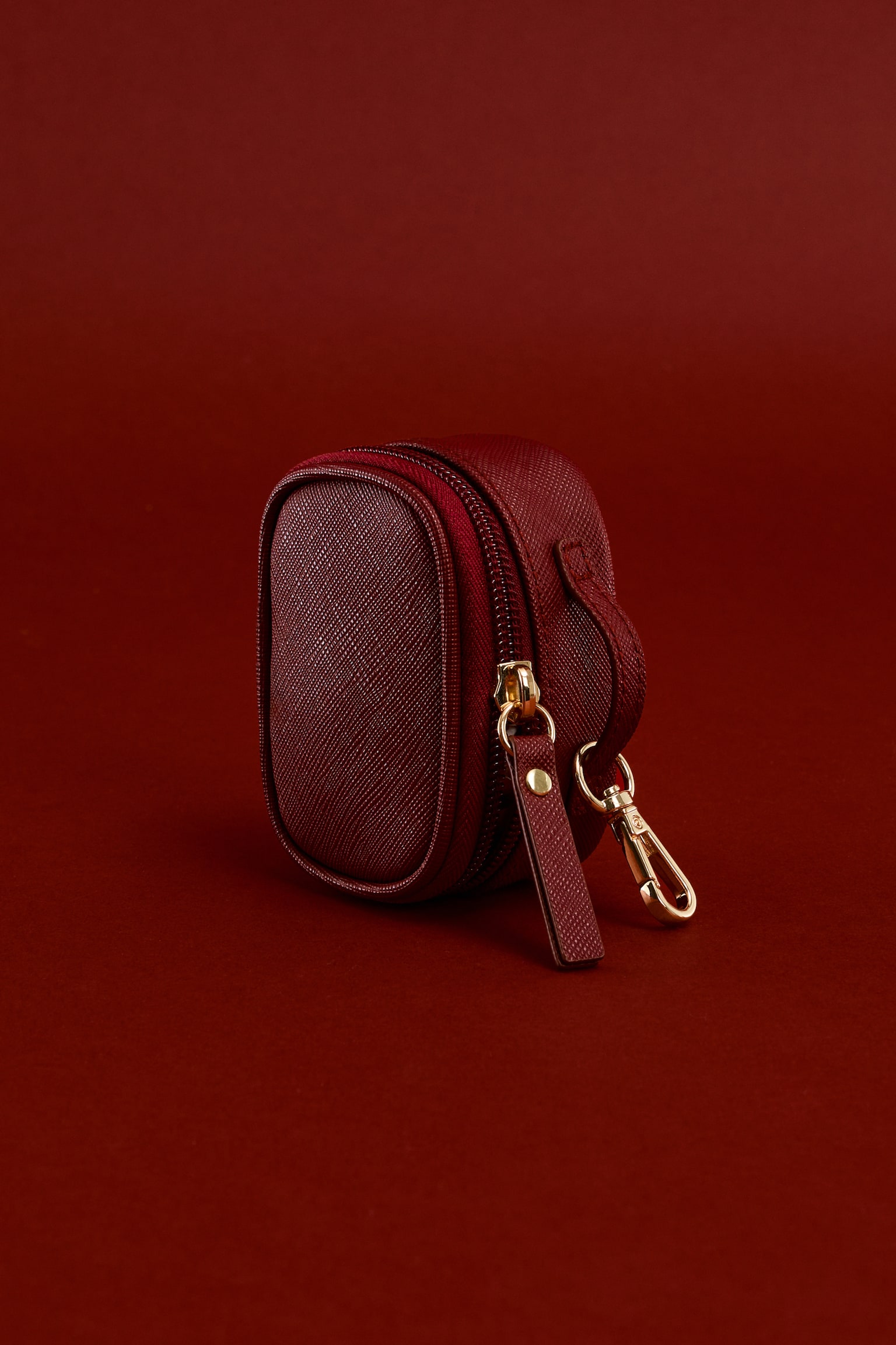 Sminkväska till nyckelring - Vinröd - 1