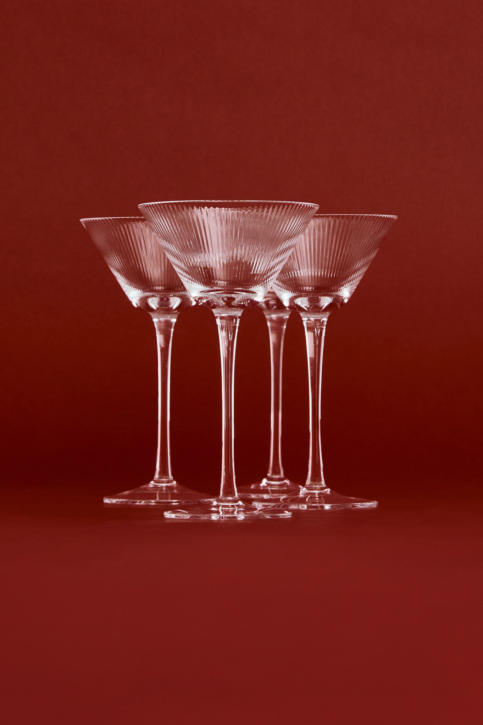 Lot de 4 verres à cocktail rainurées - Verre transparent - 1
