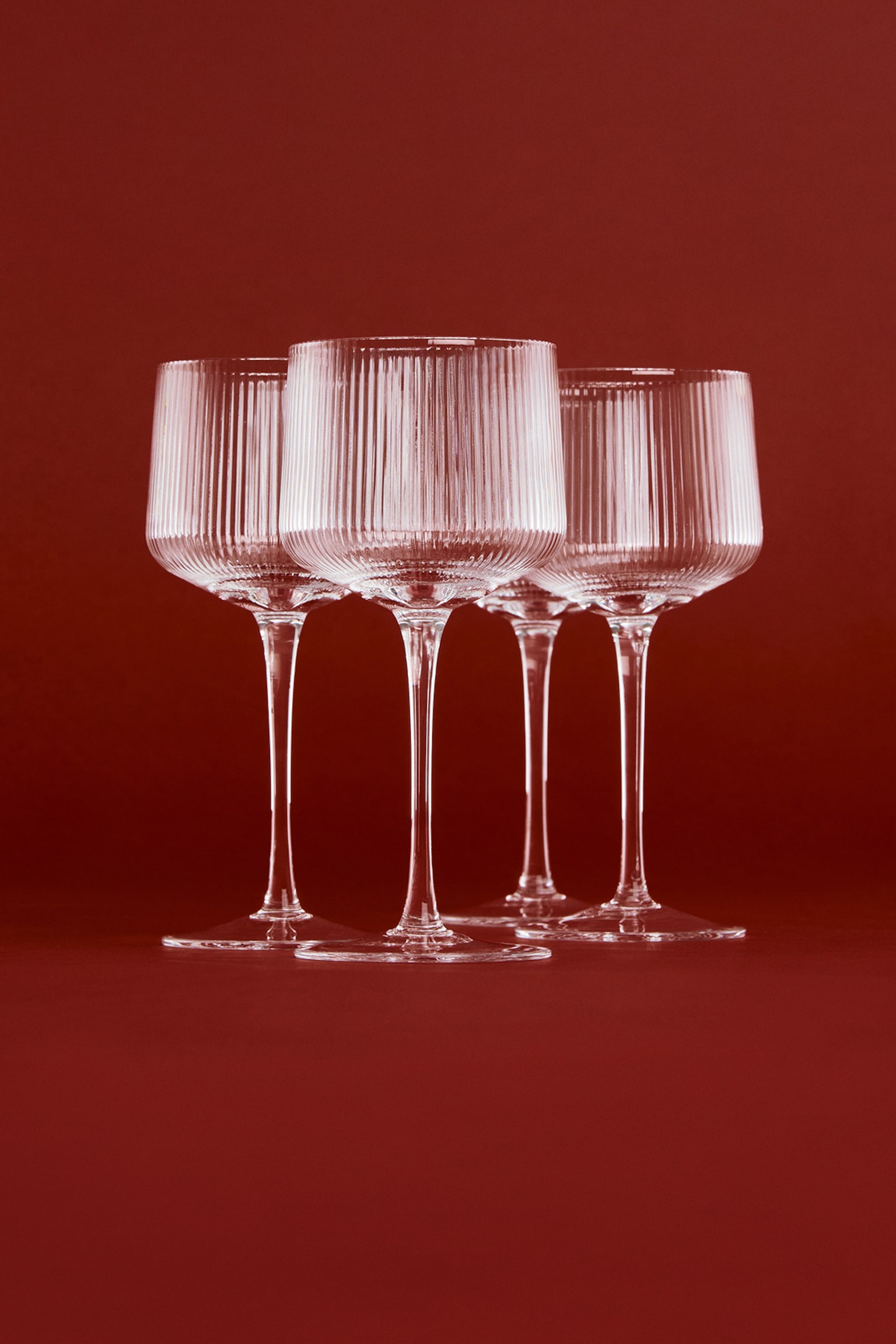 Lot de 4 verres à vin rainurés - Verre transparent - 1