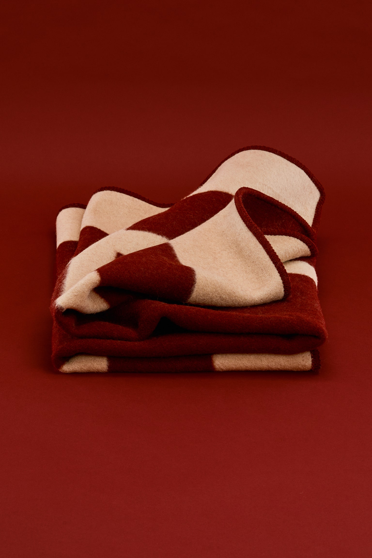 Plaid en laine mélangée - Bordeaux/beige/Beige/color block/Vert foncé/color block/Marron/color block