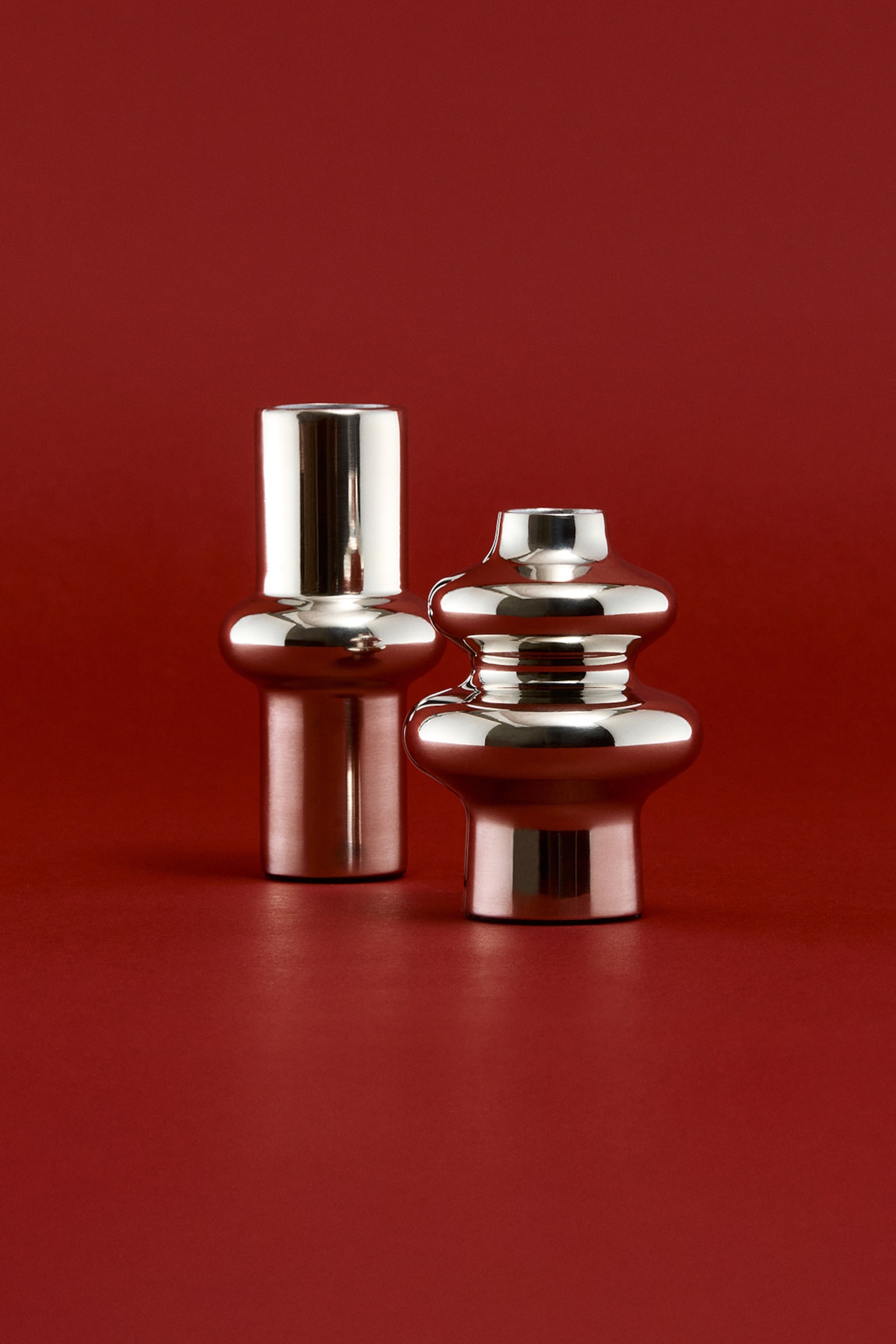 Lot de 2 mini vases en métal - Argenté - 1