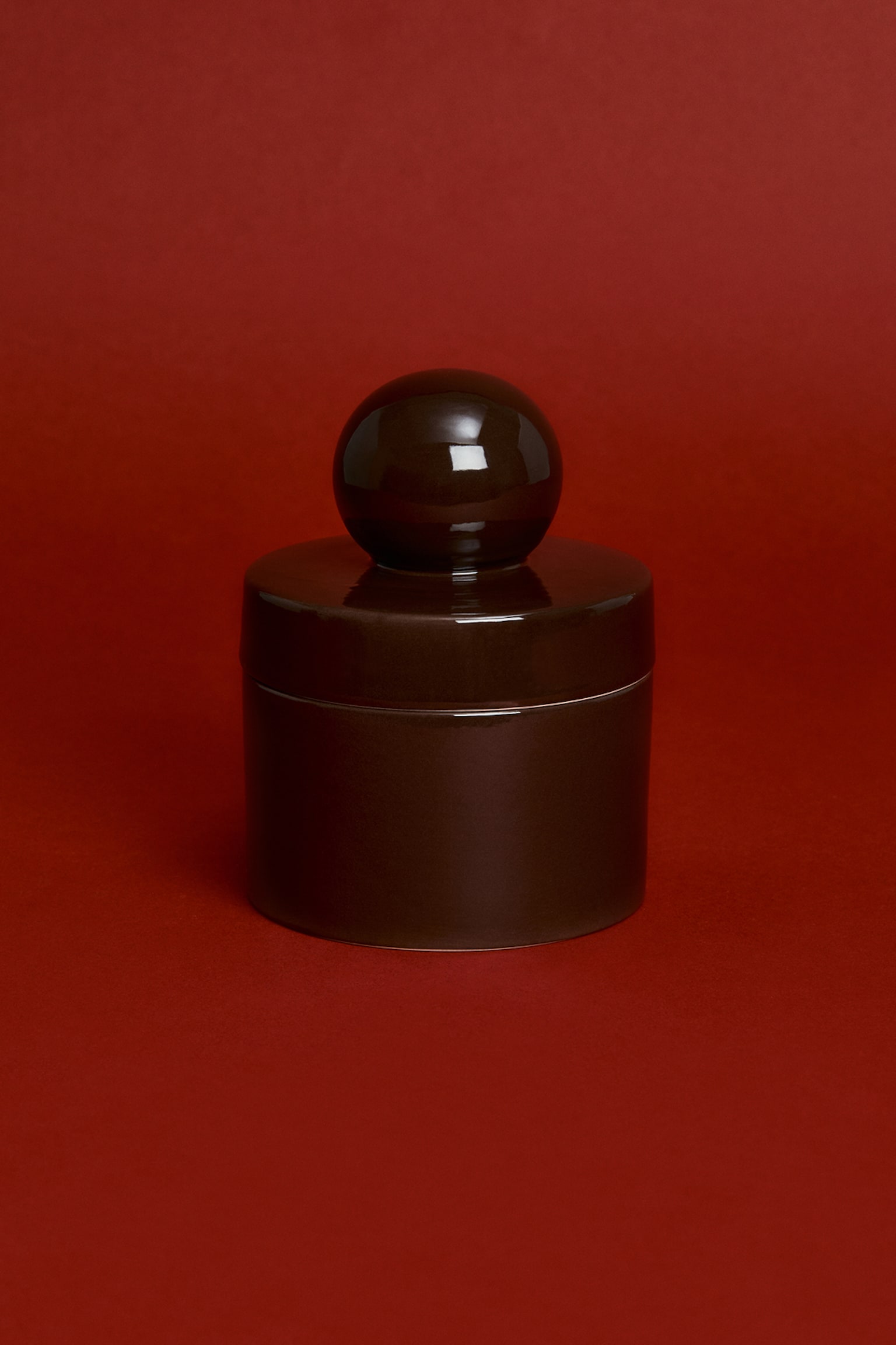 Küçük Yuvarlak Stoneware Kutu - Koyu kahverengi