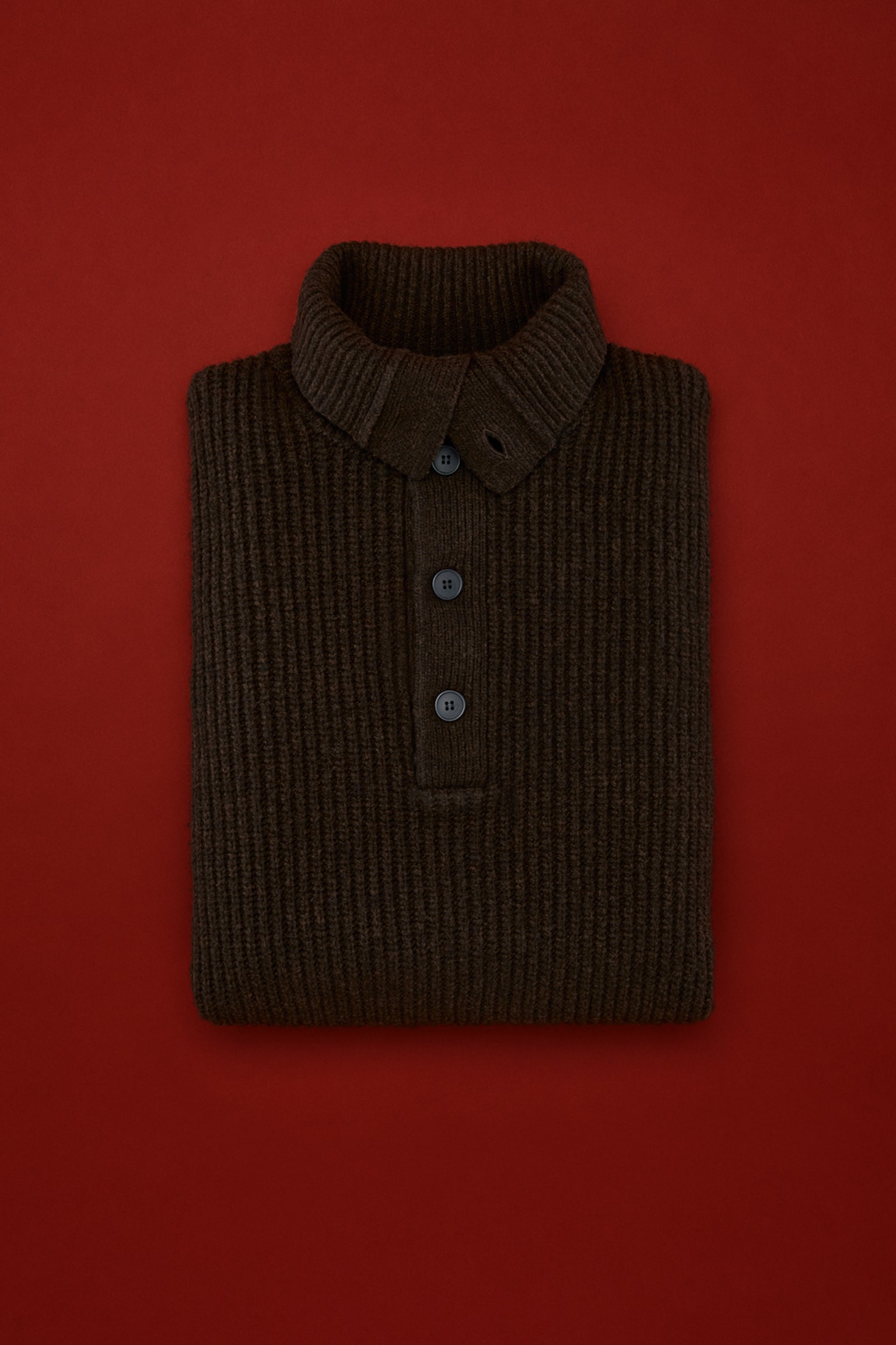 Loose Fit Rib-knit jumper - Marron foncé - 1