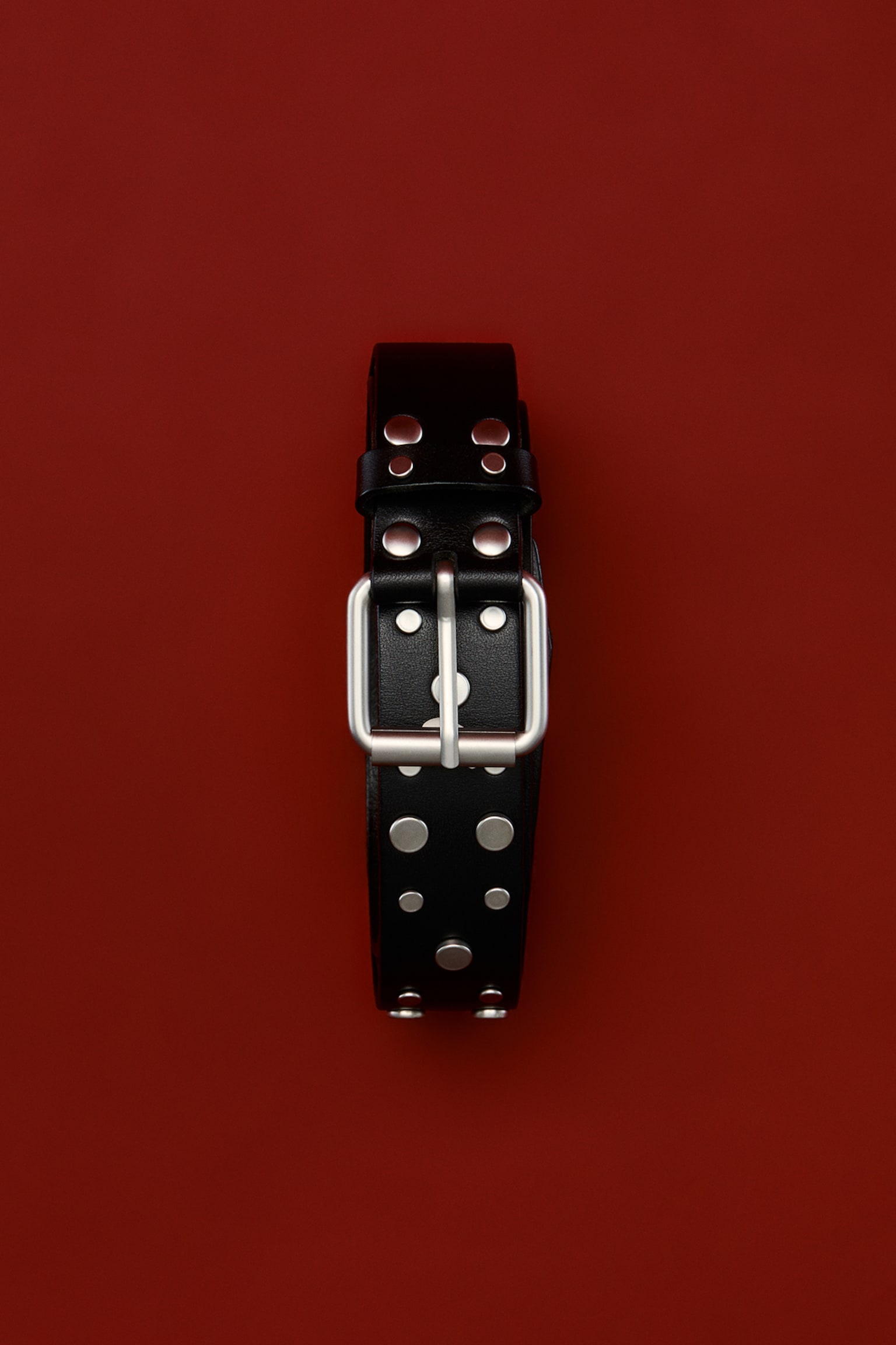 Studded leather belt - Black - 1