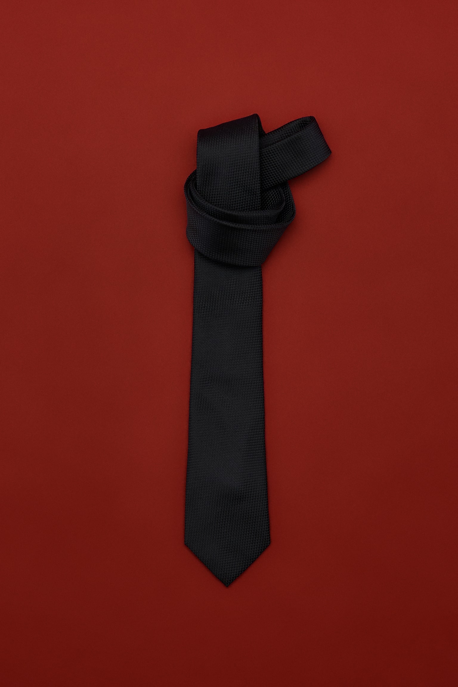 Textured tie - Black - 1