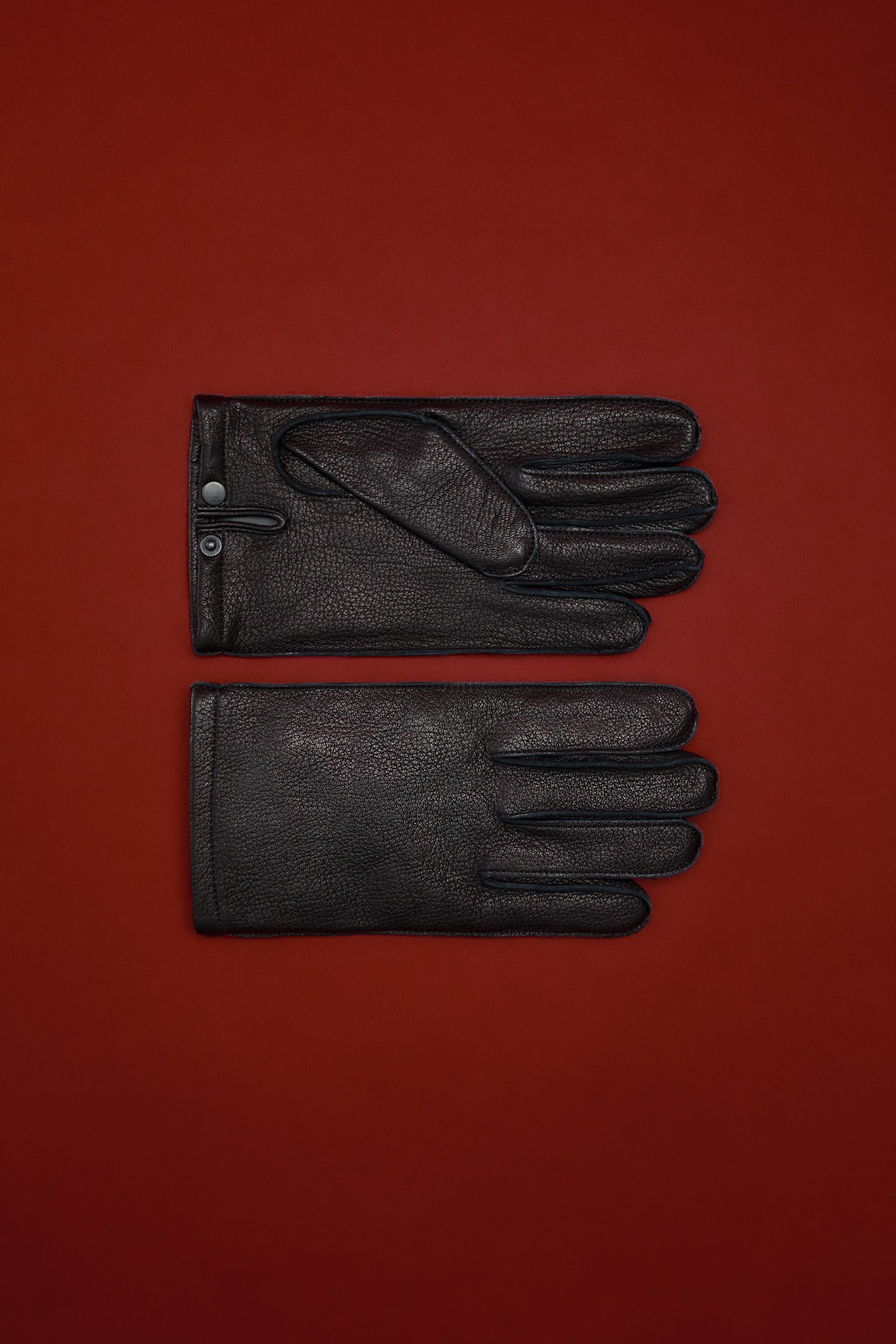 Leather gloves - Black/Dark khaki green - 1