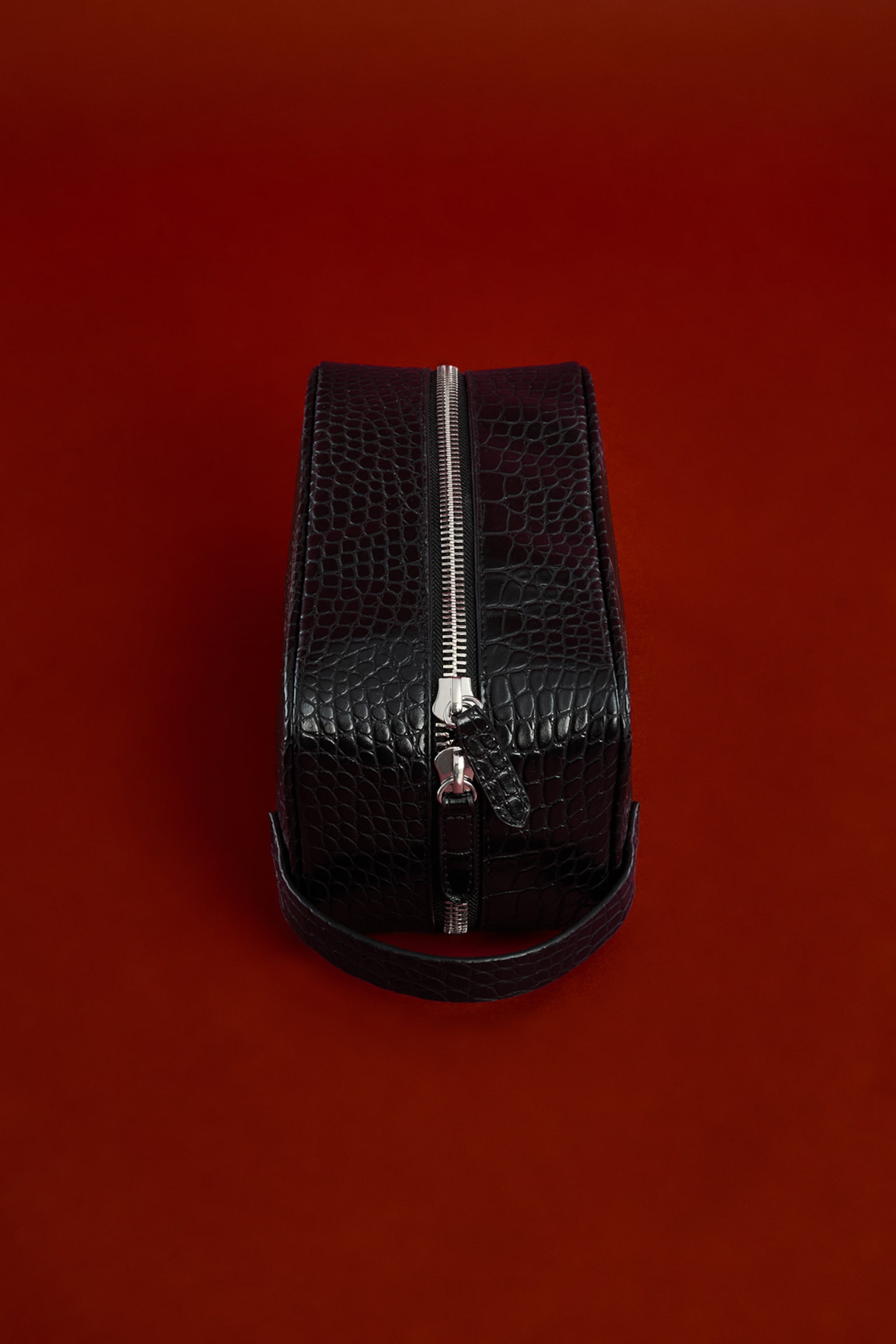 Washbag - Black/Crocodile pattern/Black - 1