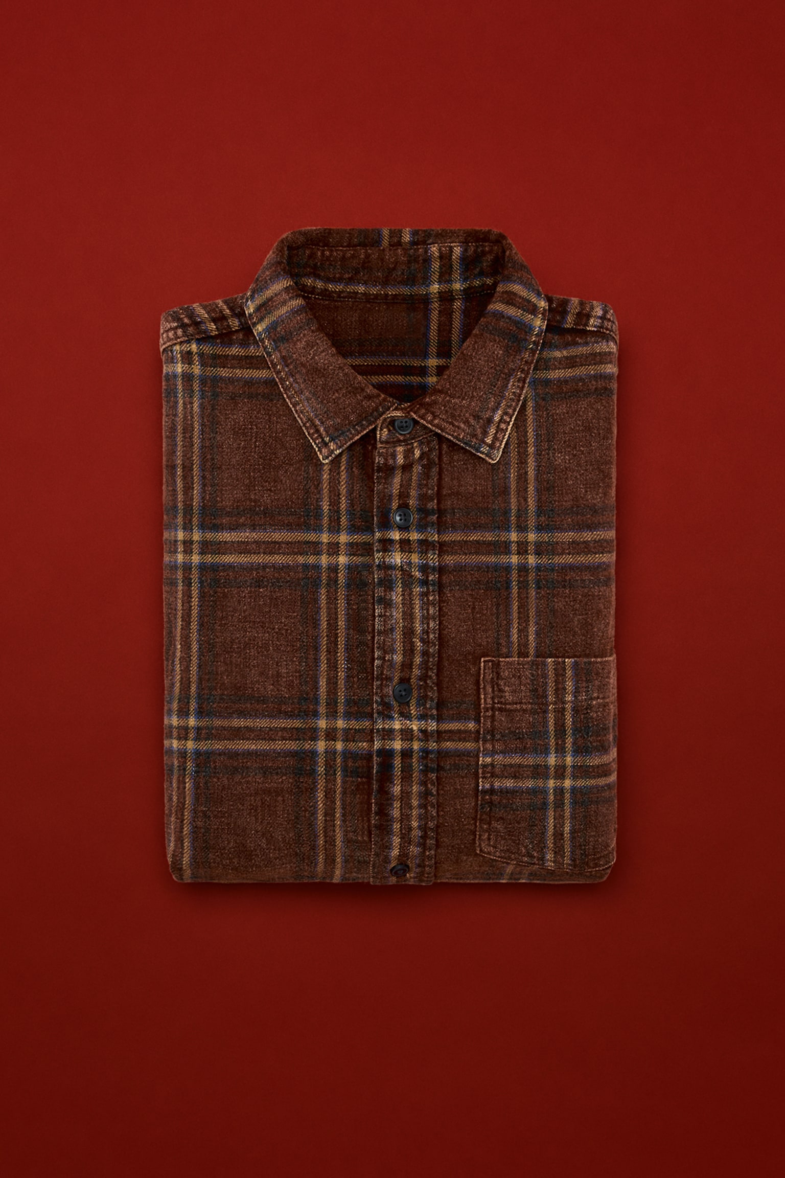 Relaxed Fit Shirt - Dark blue/Checked/Burgundy/Checked
