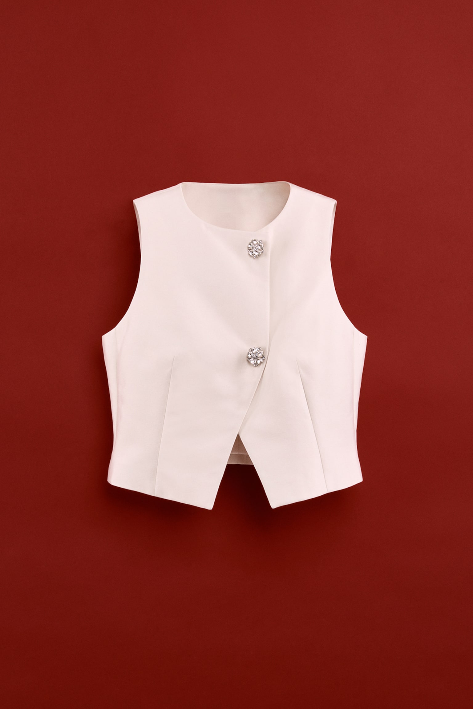 Asymmetric wrap waistcoat - Light beige/Black