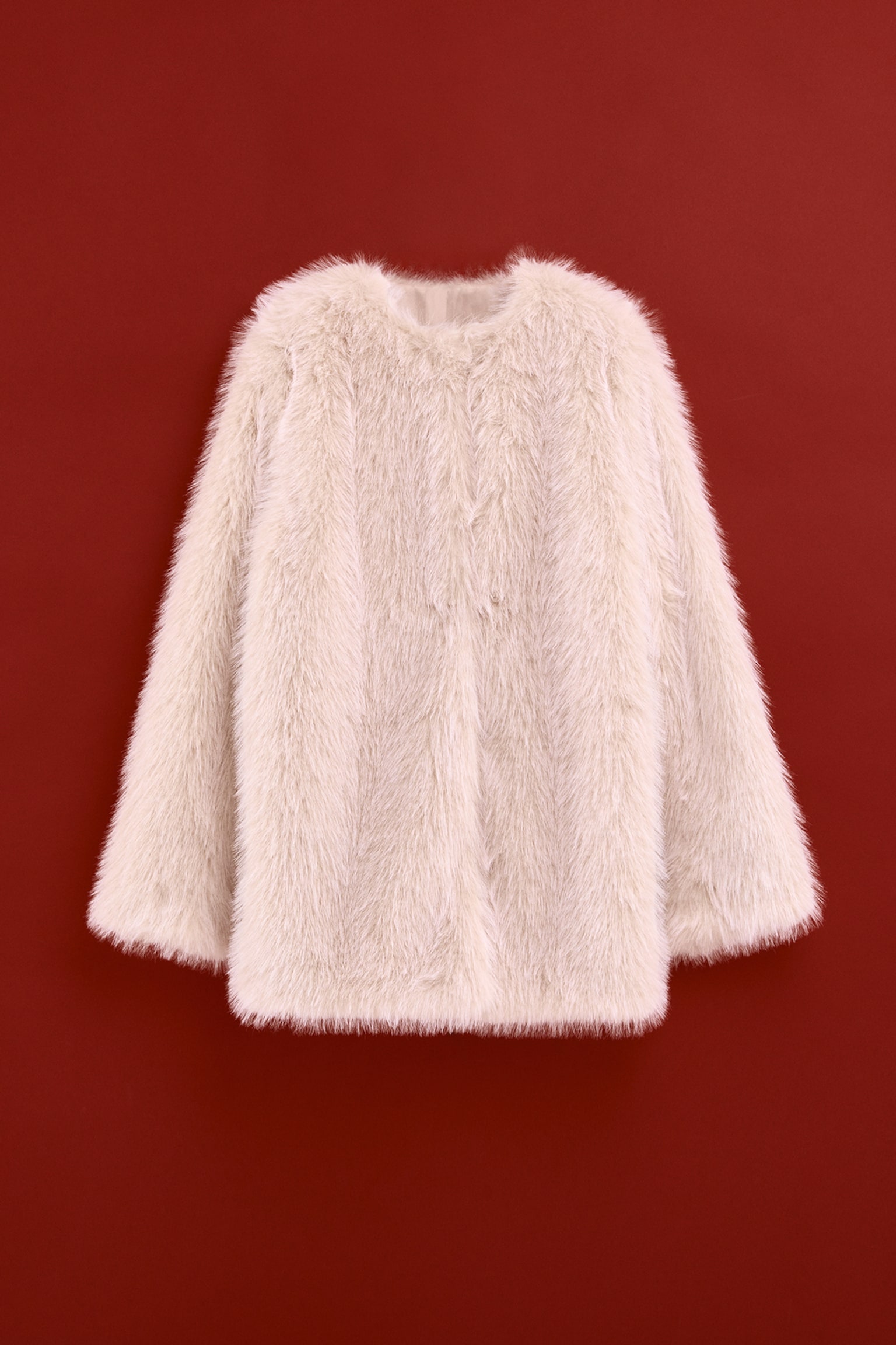 Пухкаво палто - Светлобежов/Тъмнокафяв/Тъмнокафяв/Бежов/На пръски - 1