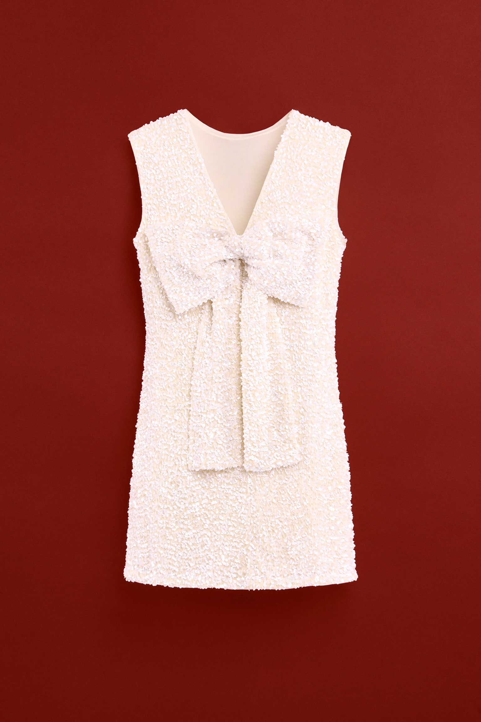 Bow-detail sequined dress - Hvit/Mørk brun