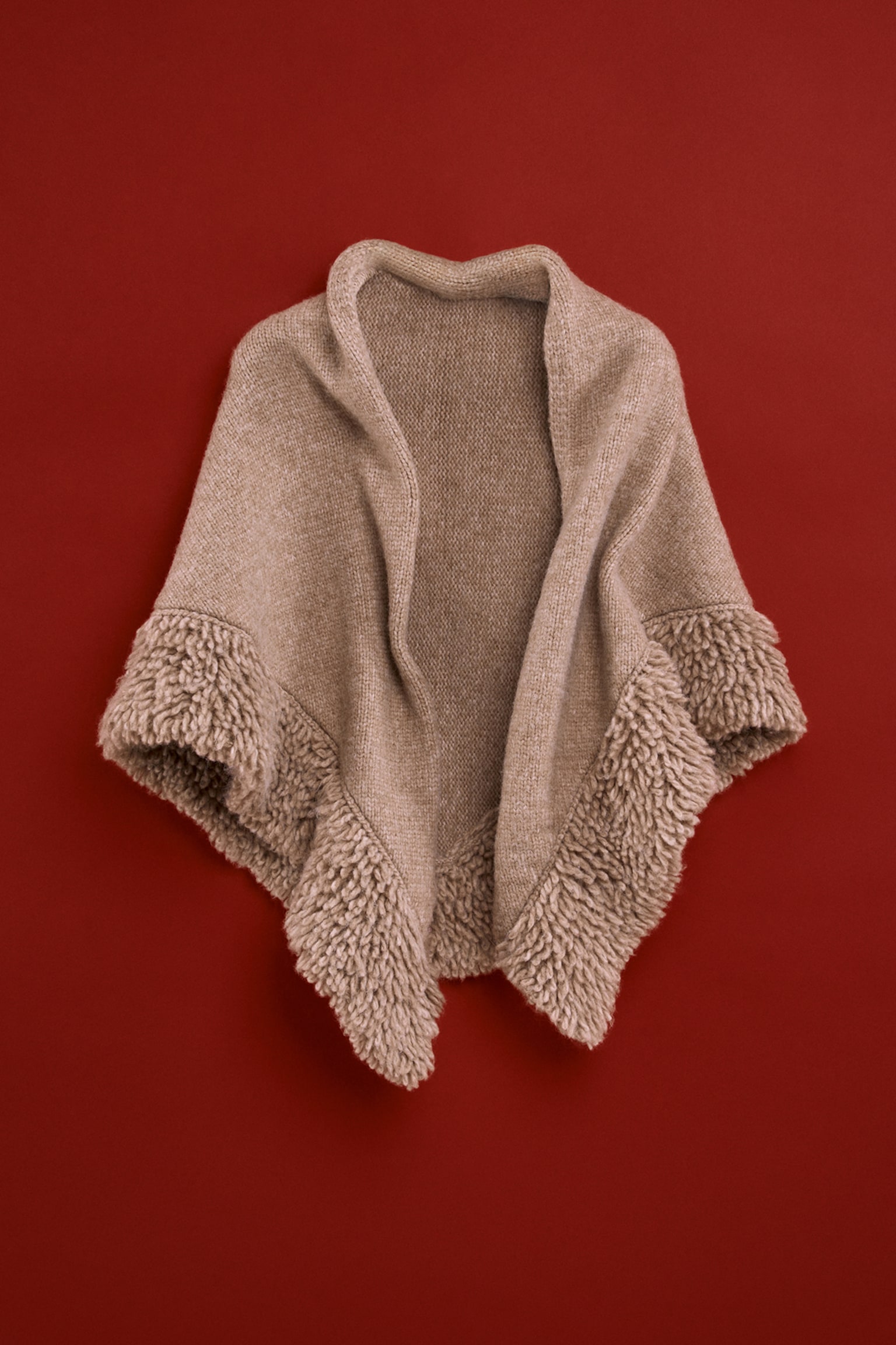 Knitted cape - Beige - 1
