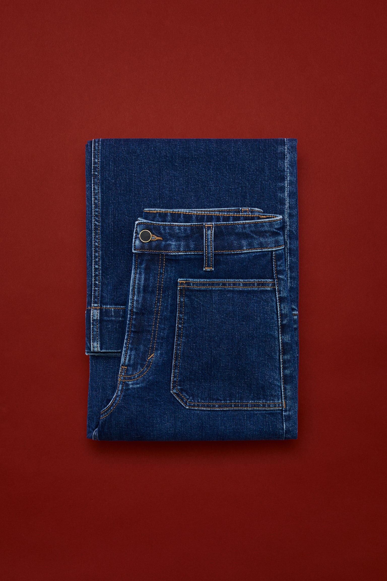 Wide High Jeans - Denim blue/Dark denim blue/White