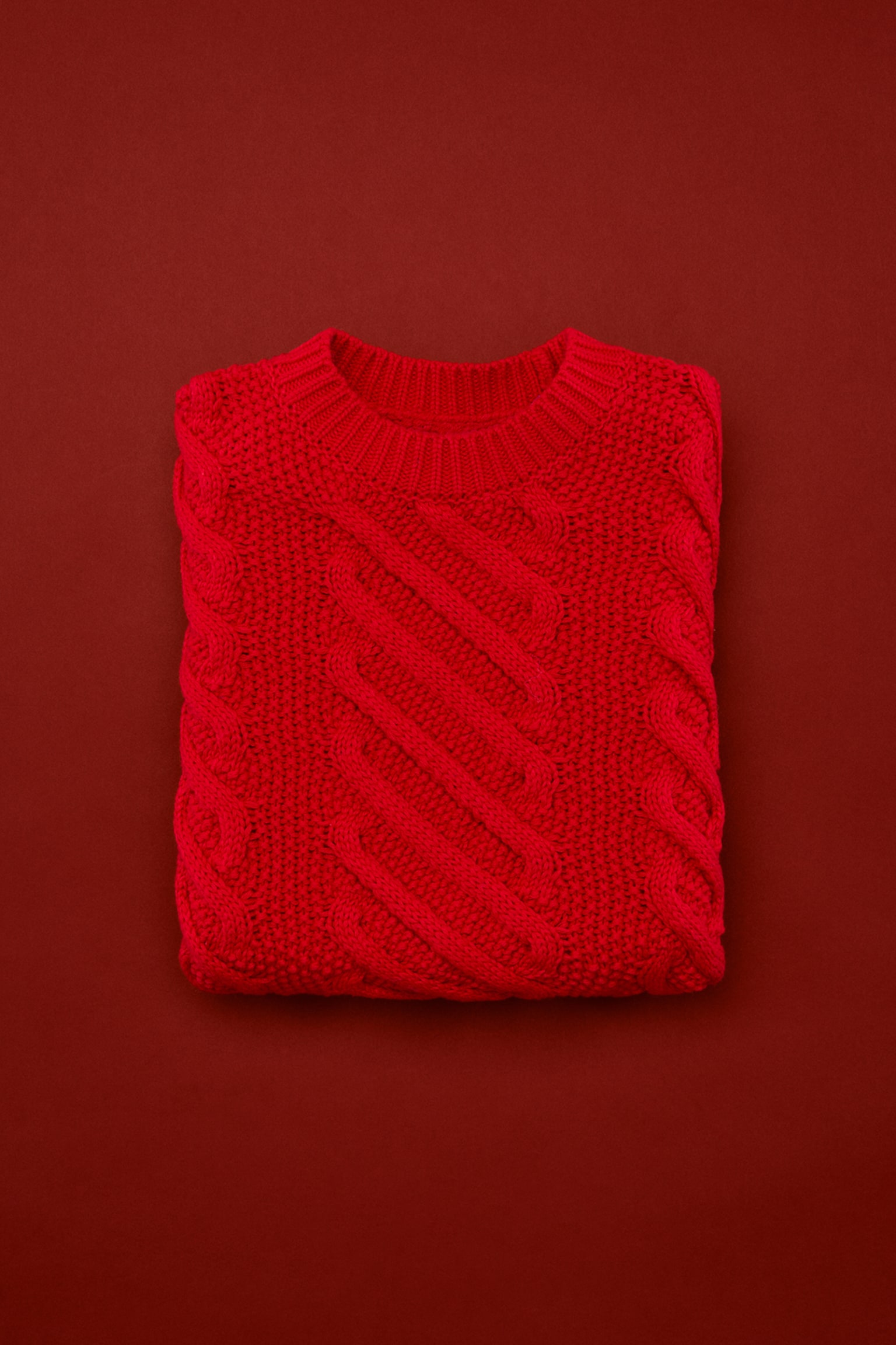 Trui van wolmix - Rood/Roomwit - 1