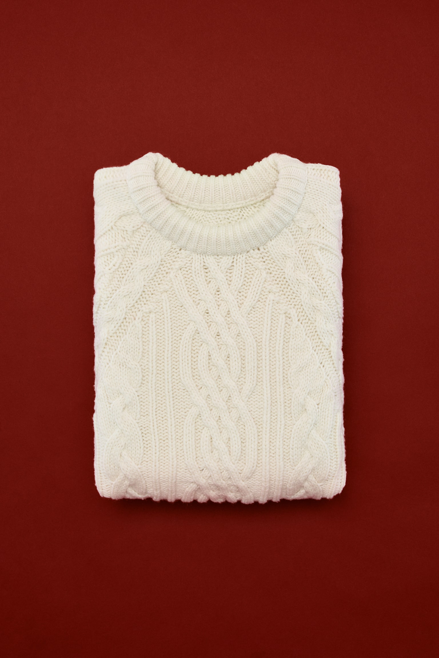 Cable-knit wool-blend jumper - Beige