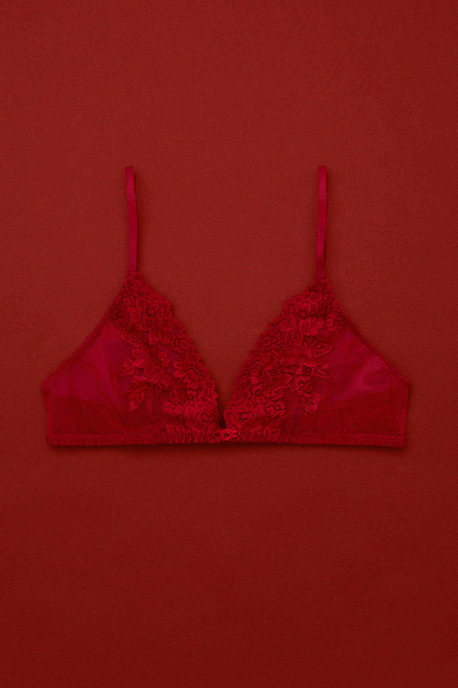 Soutien-gorge souple en dentelle - Rouge foncé