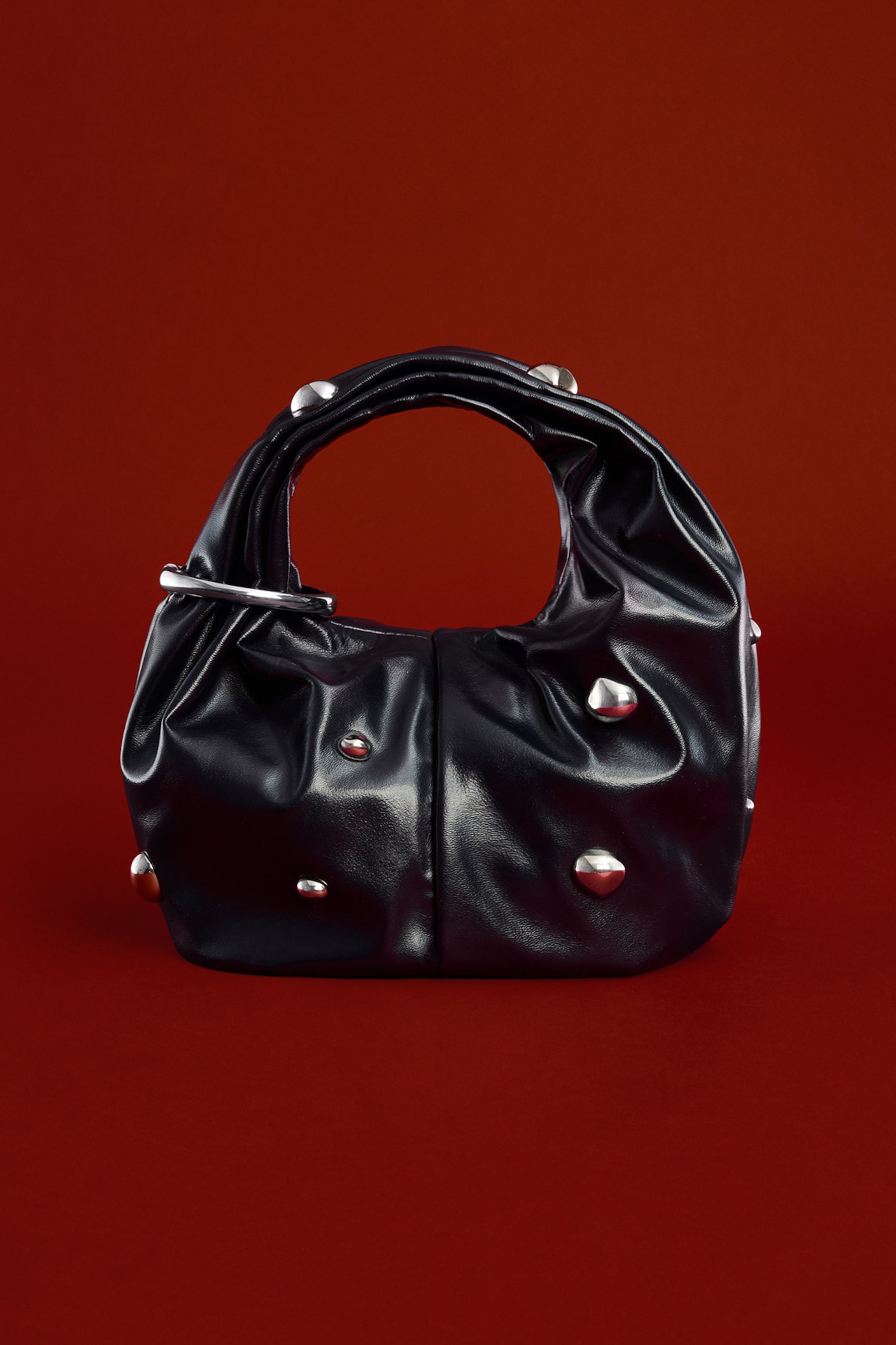 Metal-detail handbag - Bleu marine/Marron foncé