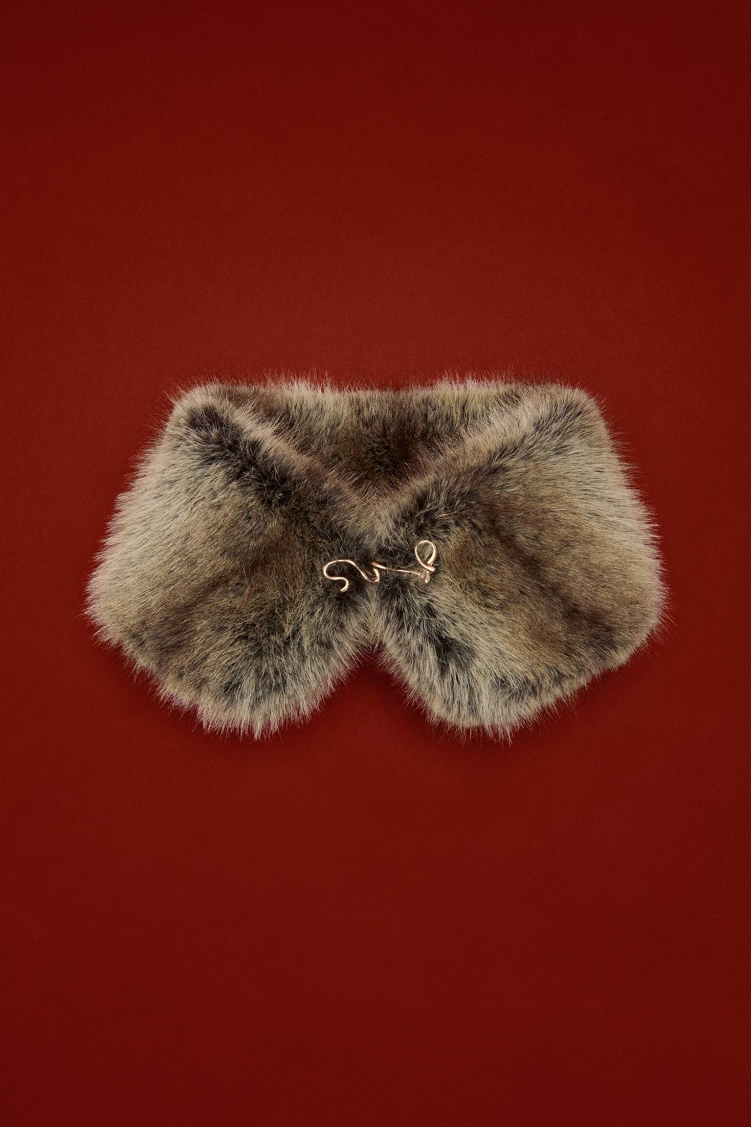 Fluffy kraag - Bruin/Lichtbeige - 1