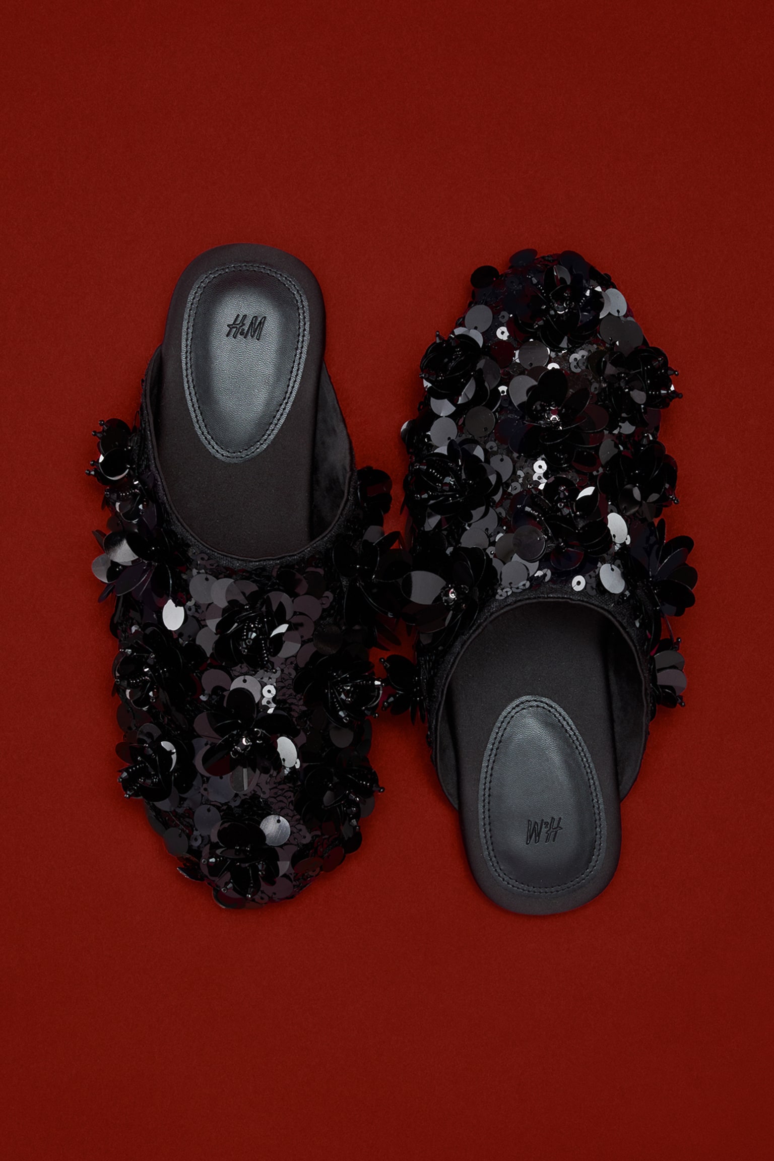 Kapcie z cekinami - Czarny/Niebieski/Srebrzysty - 1