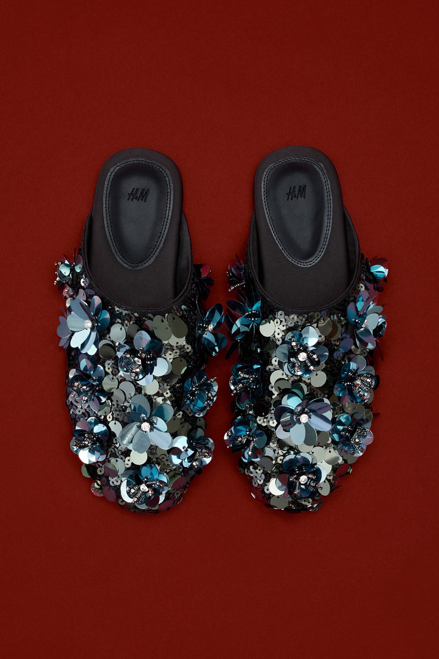 Chaussons à sequins - Bleu/argenté/Noir
