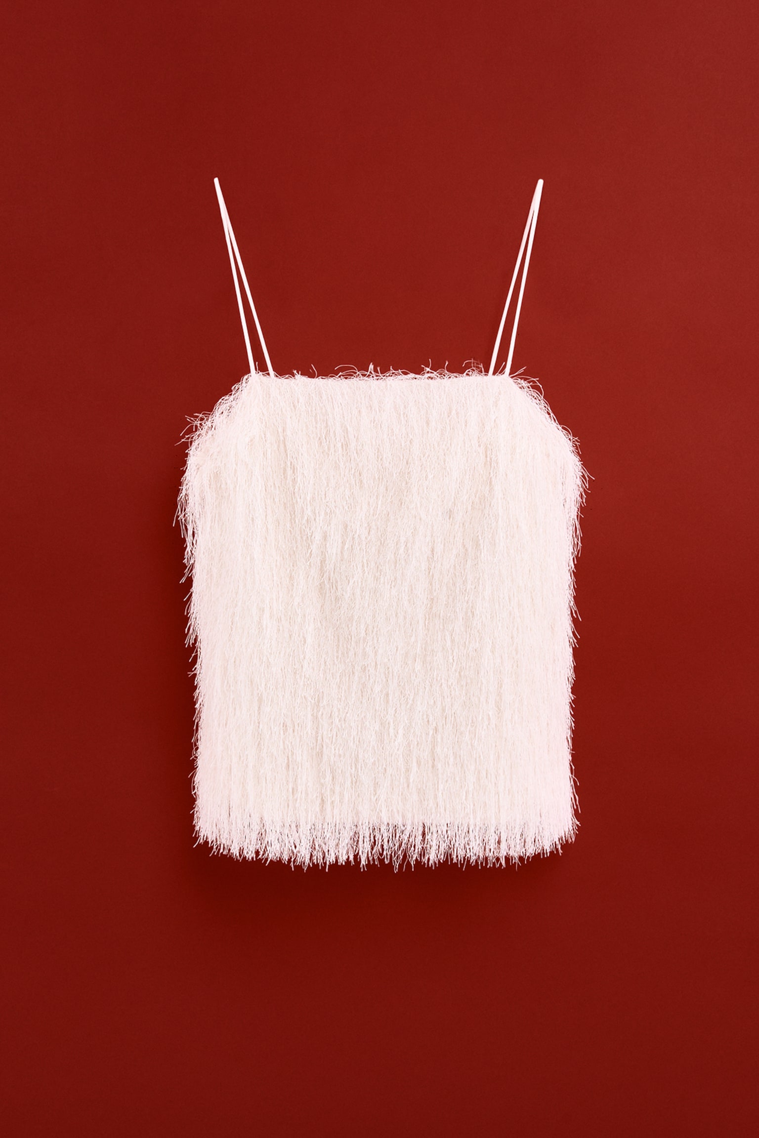 Top frangé à bretelles fines - Crème - 1