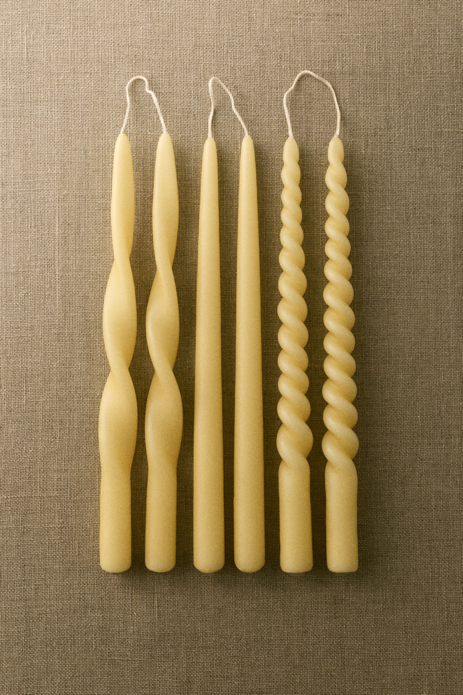 Set van 6 gotische kaarsen - Lichtgeel/Saliegroen/Lichtbeige/Donkerbruin/Wit/Lichtroze - 1
