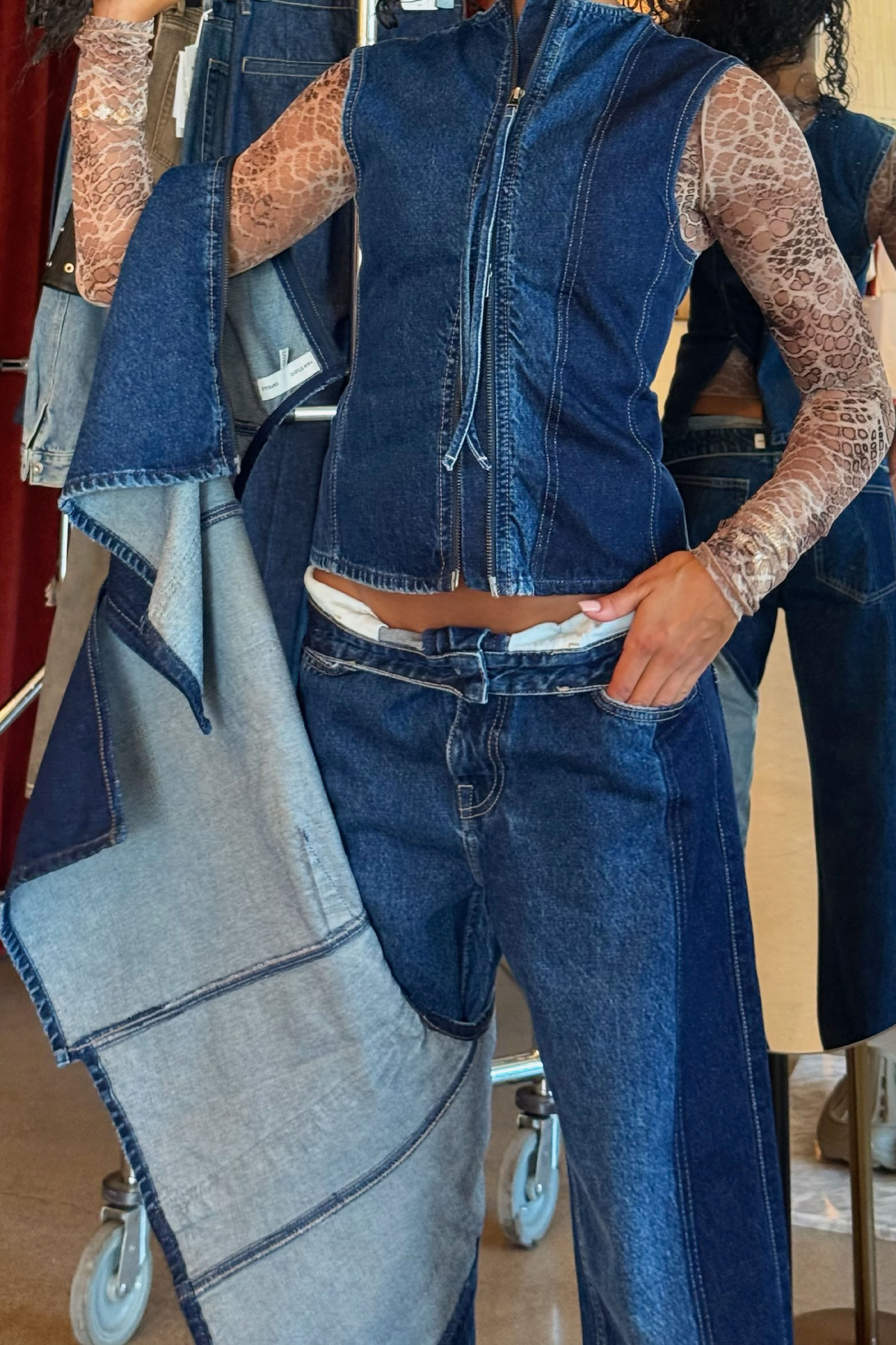 Model wearing denim