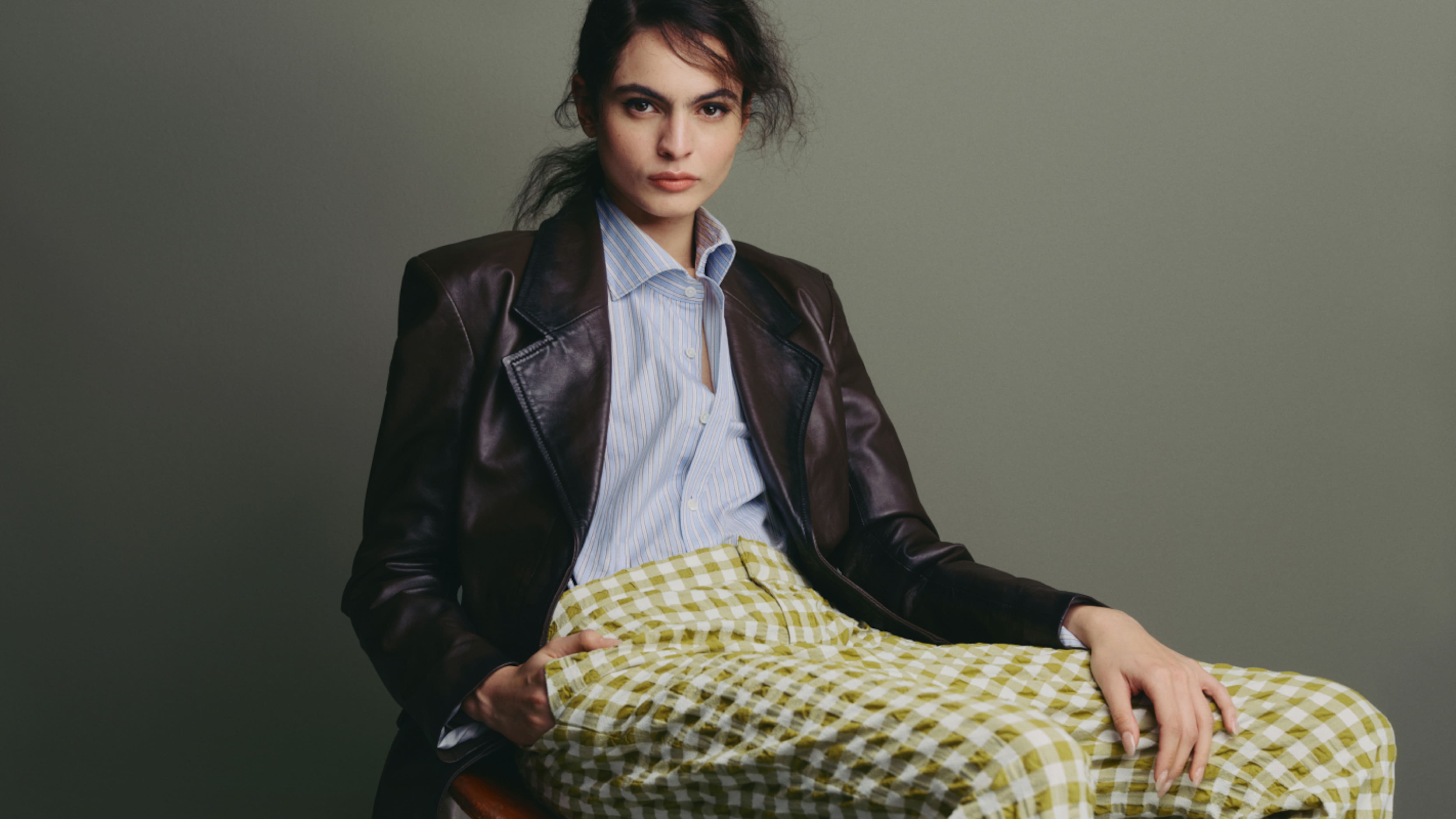 Model wearing second hand denim